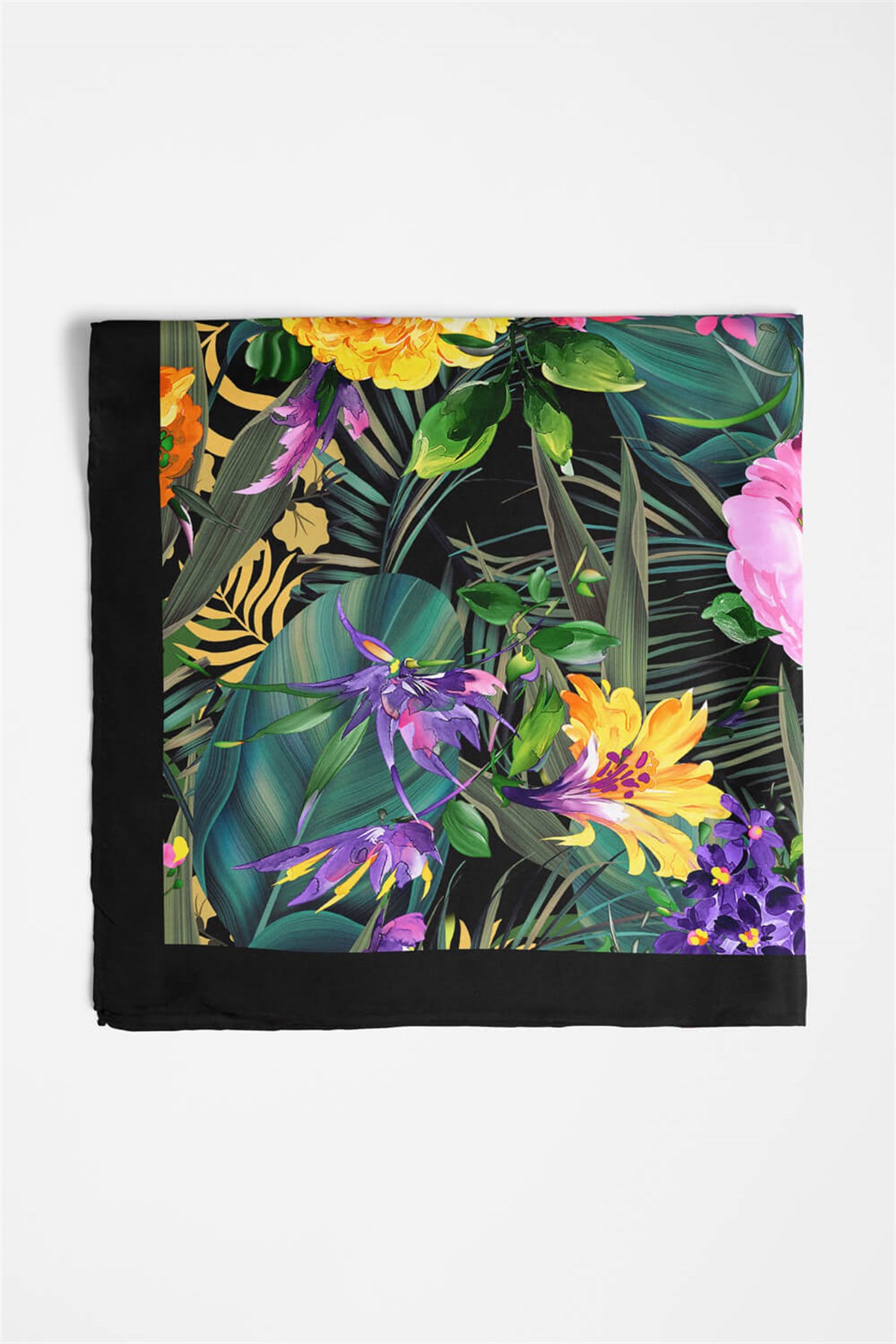 Violla H45 Kadın Yeşil Çiçek Desenli 50x50 Bandana HYL DG01404-22