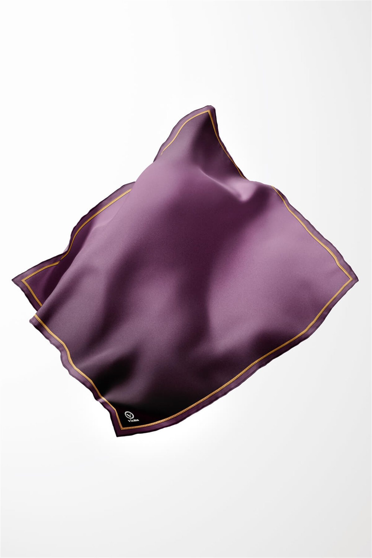 Twill Degrade Desenli Mor Renkli 90x90 Eşarp (İpek İçermez) Kenar Dikiş Şekli El Dikişli