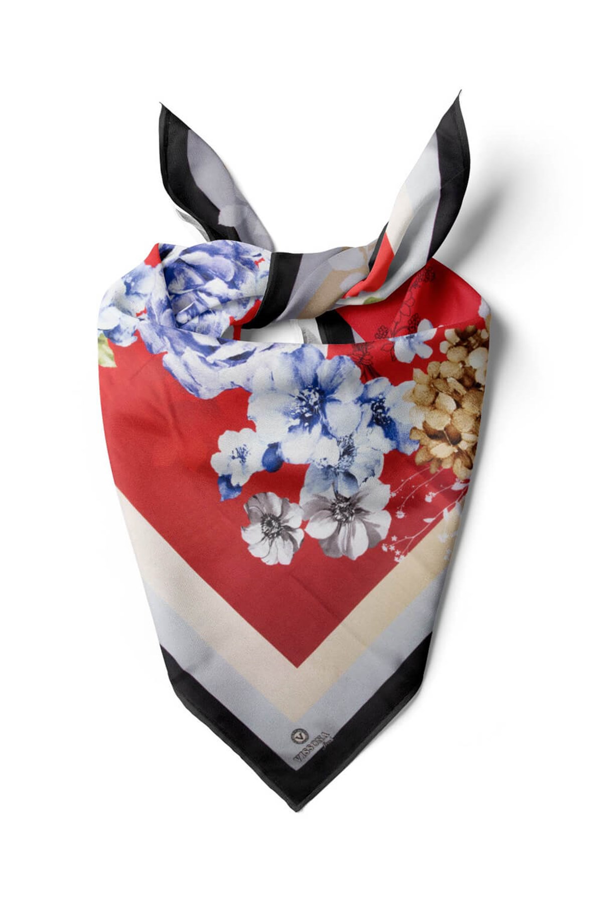 %100 İpek Kadın Desenli Bandana 80x80