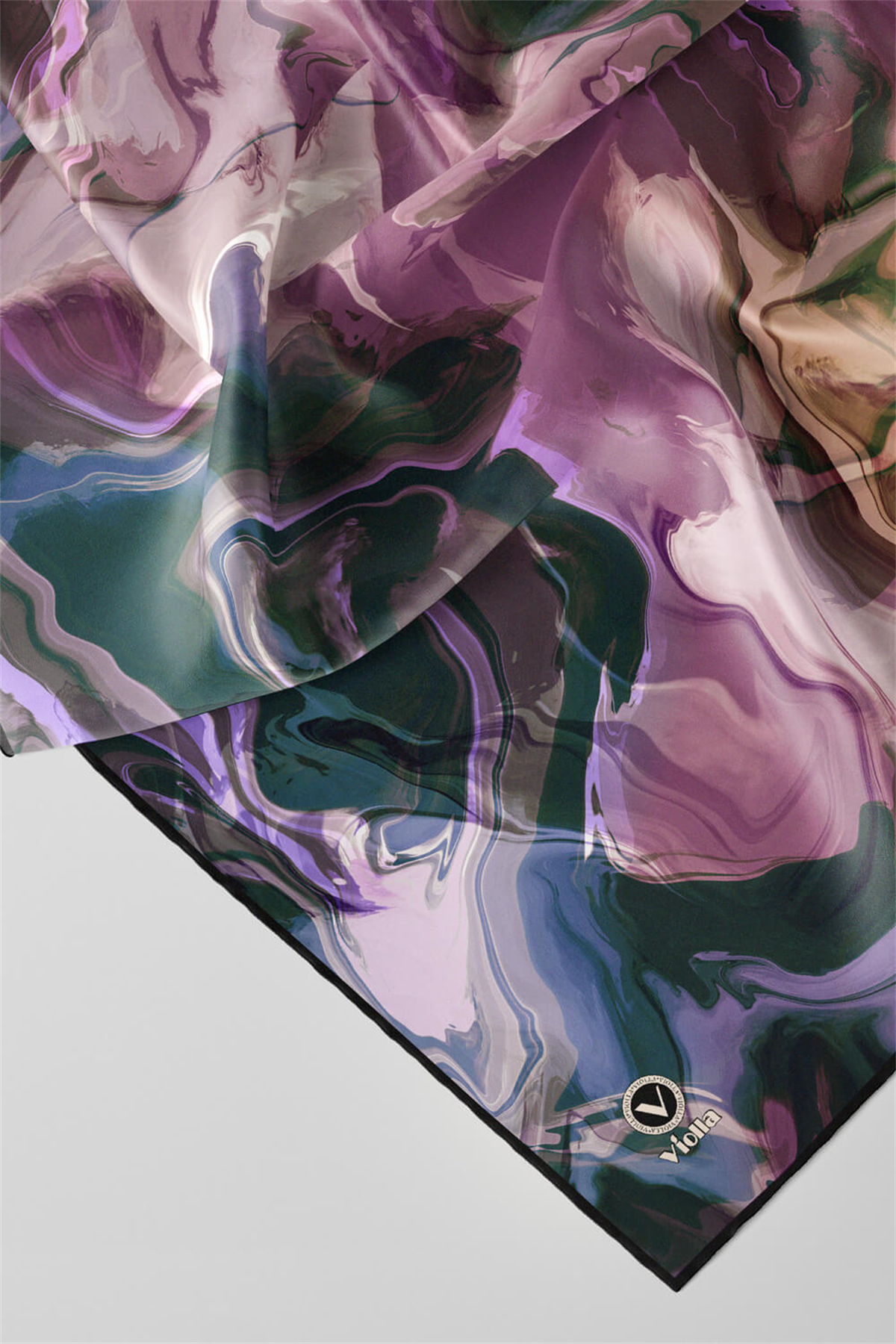 Twill Batik Desenli Petrol Yeşili Renkli 90x90 Eşarp (İpek İçermez) Kenar Dikiş Şekli El Dikişli