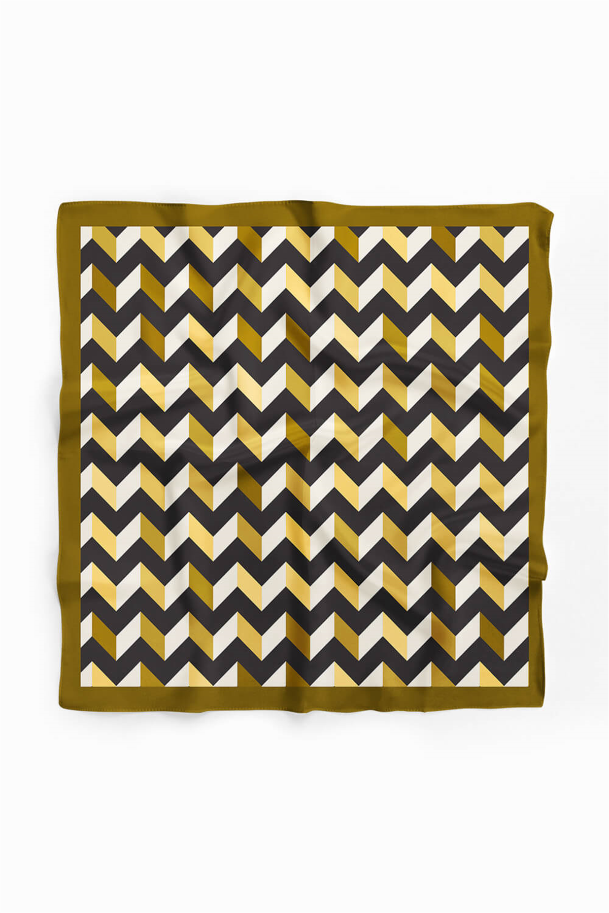 D120 Kadın Üçgen Desenli Bandana 50x50 Sarı DG0328-22