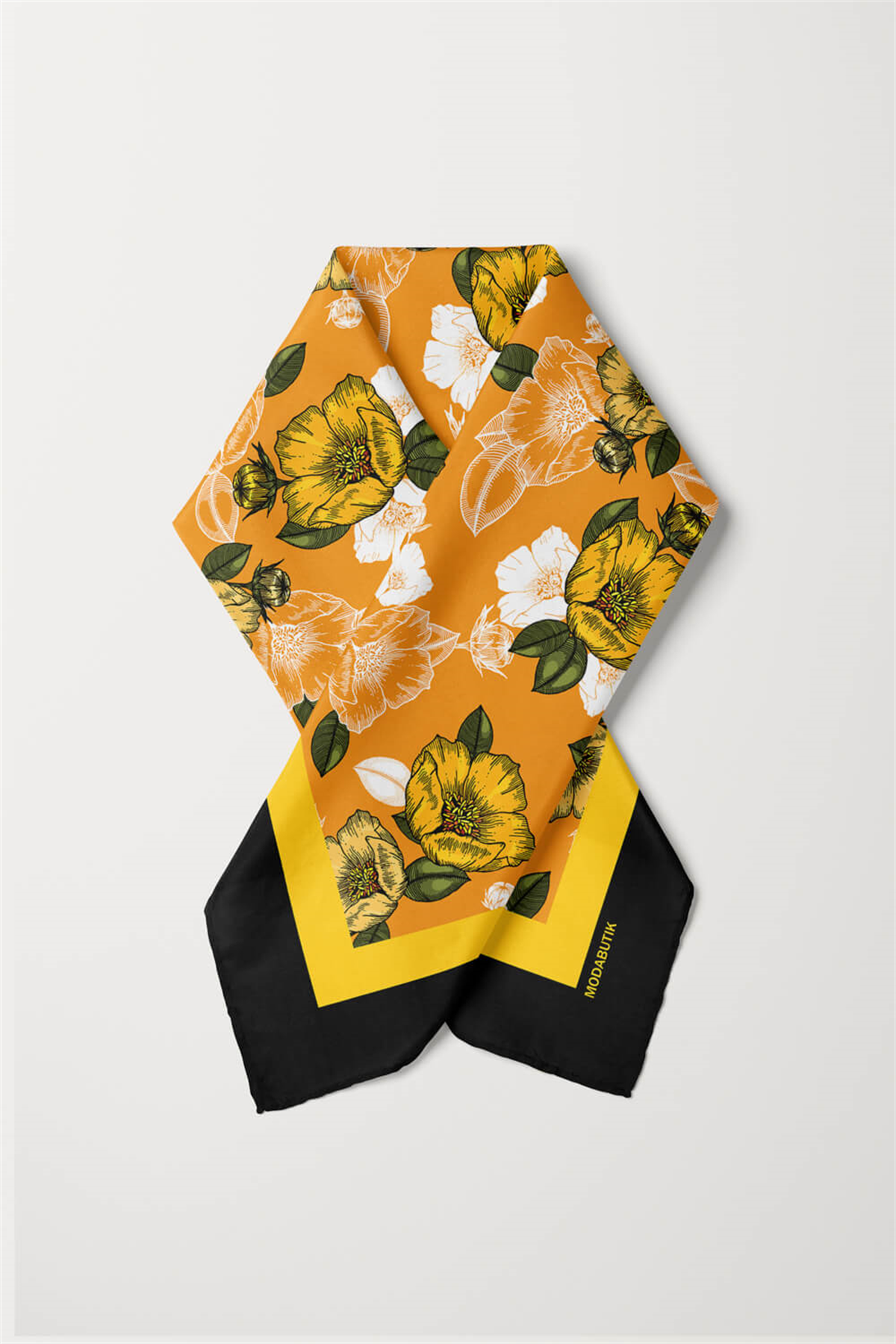 C98 Kadın Kavuniçi Sarı Sevda Desenli 50x50 Bandana HYL DG0993-22