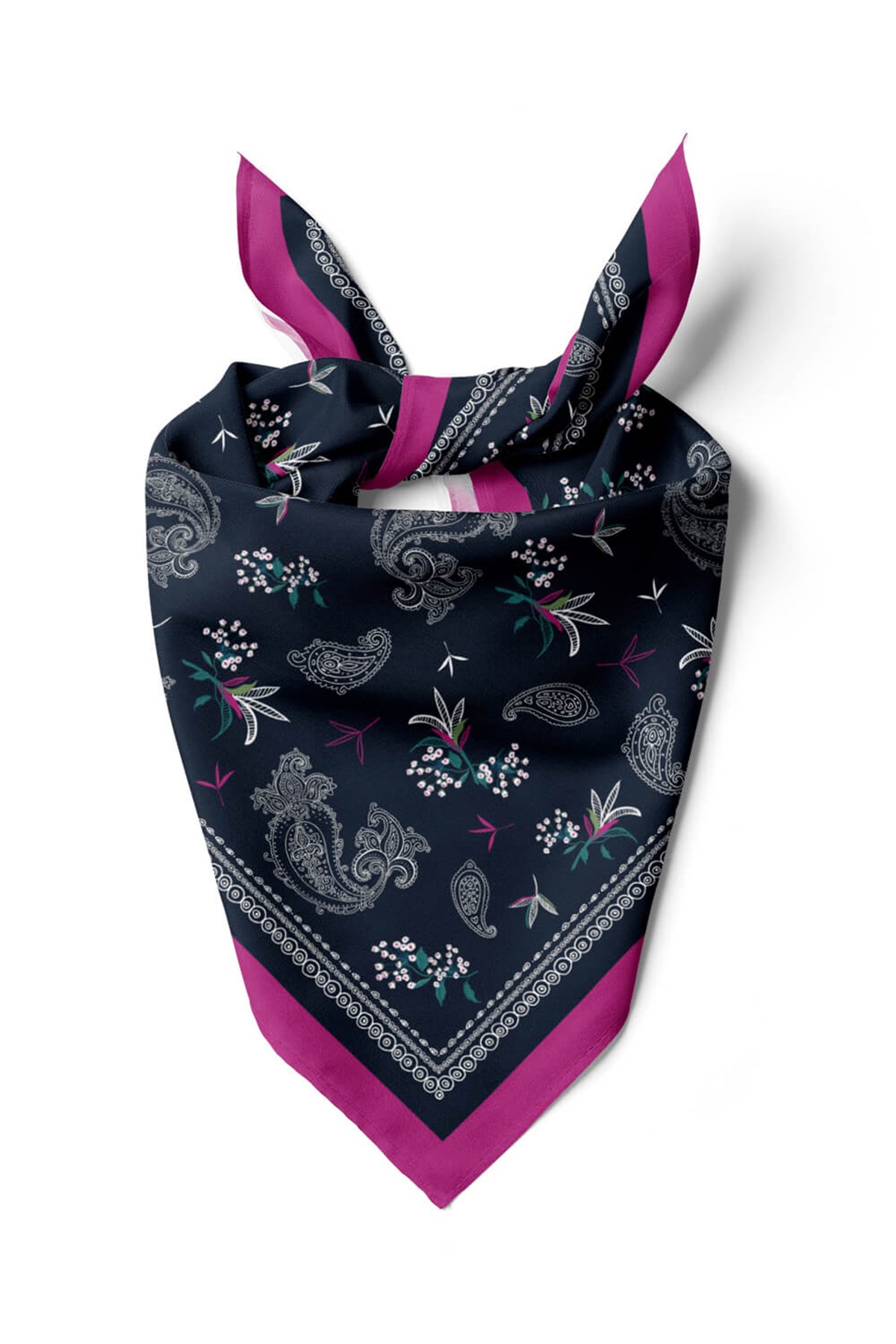 Violla Kadın Siyah Beyaz Şal Desenli 50x50 Bandana DG01658-22