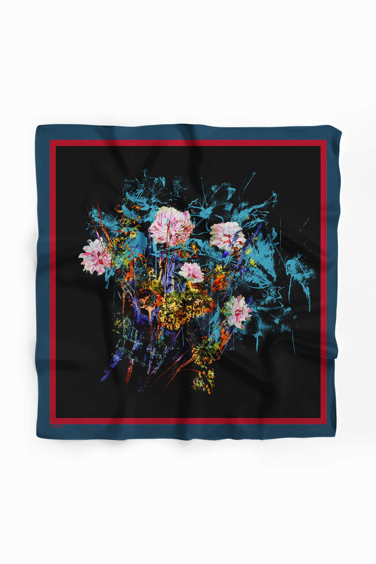 Violla V55 Kadın Siyah Turkuaz Amor Desenli 50x50 Bandana DG01032-22