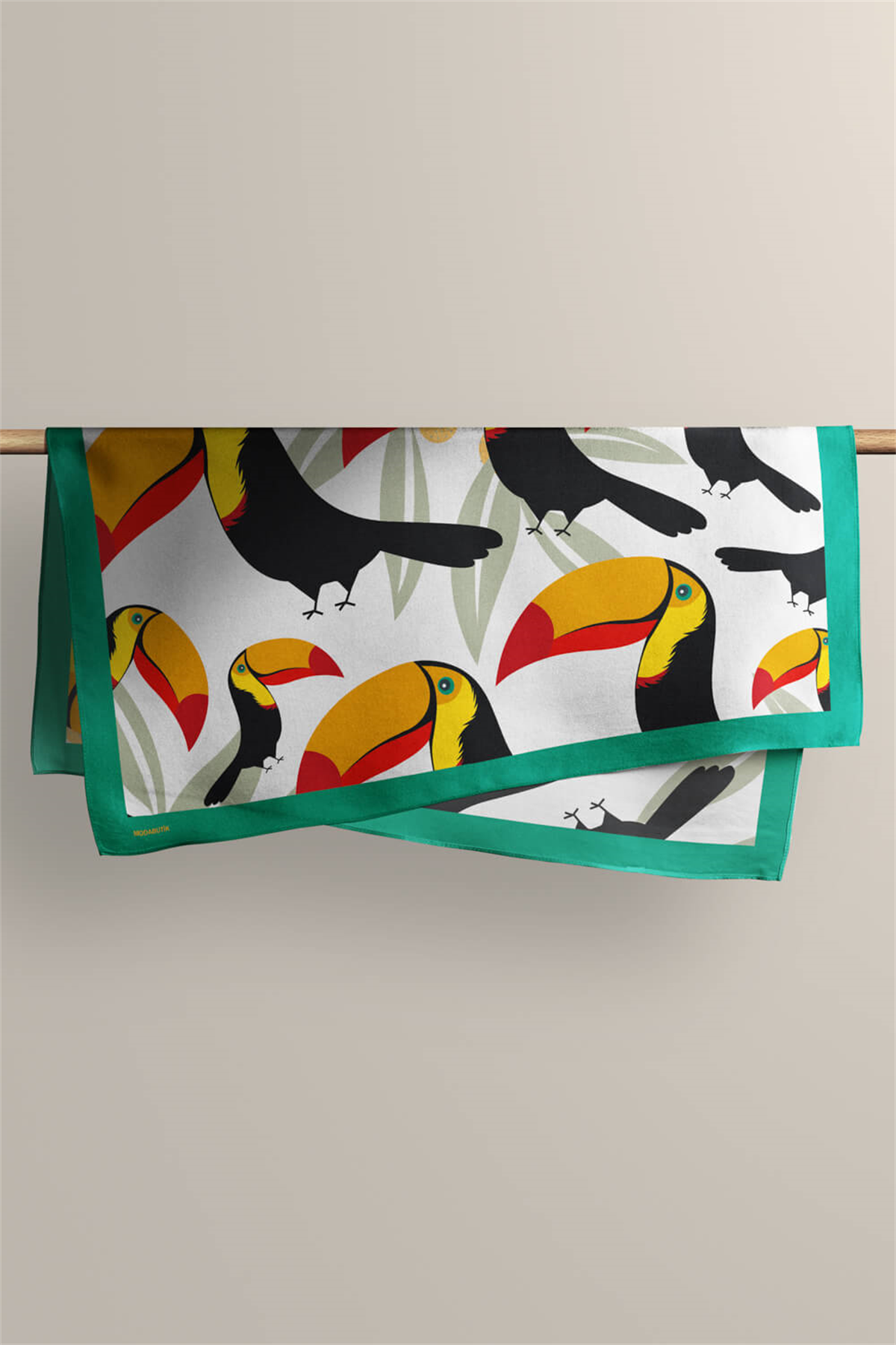 Y40 Kadın Tropik Desenli Bandana 50x50 Turuncu DG0180-22 Snz