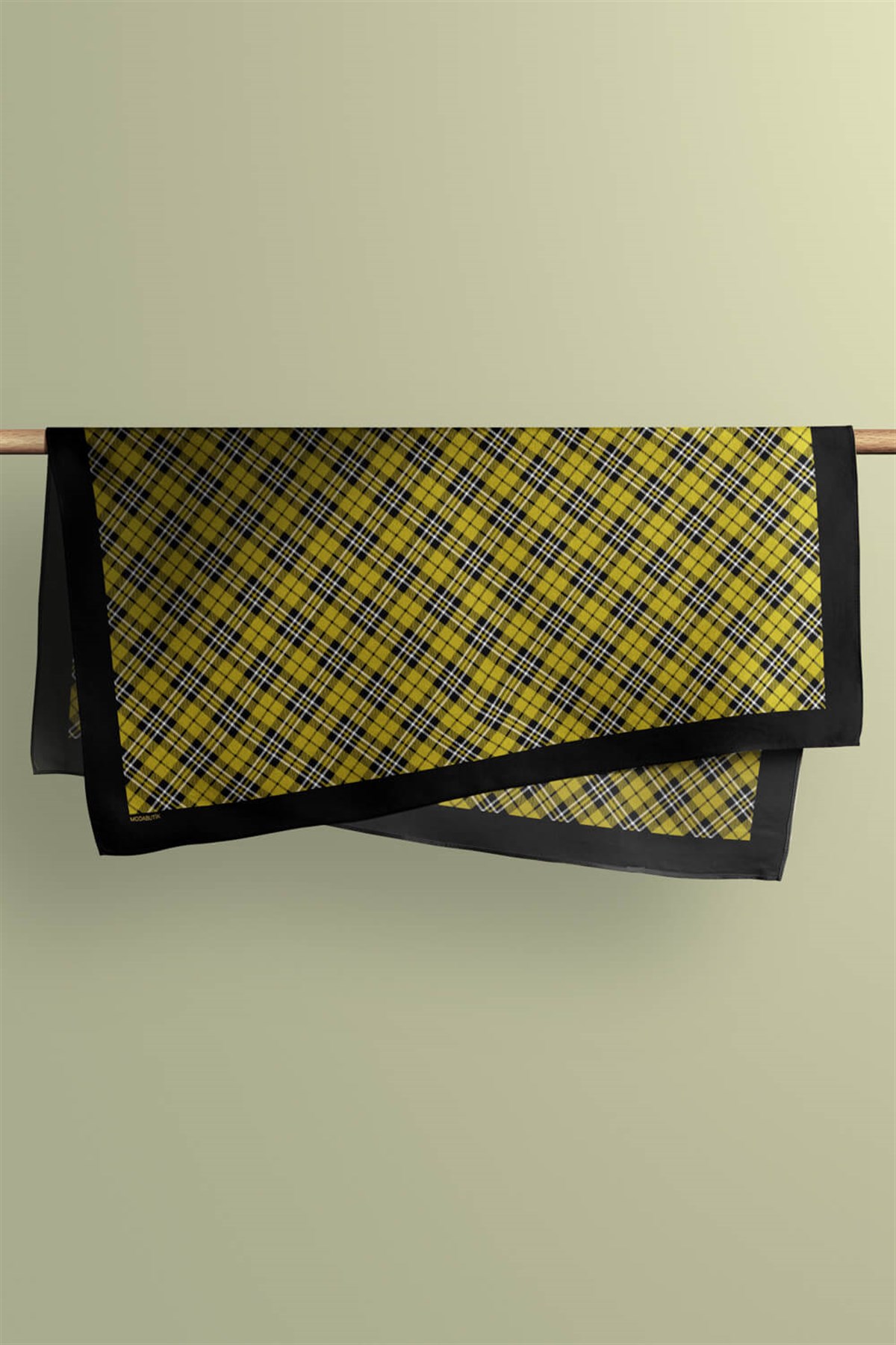Violla Z48 Kadın Siyah Yeşil Kare Desenli 50x50 Bandana HYL DG01411-22