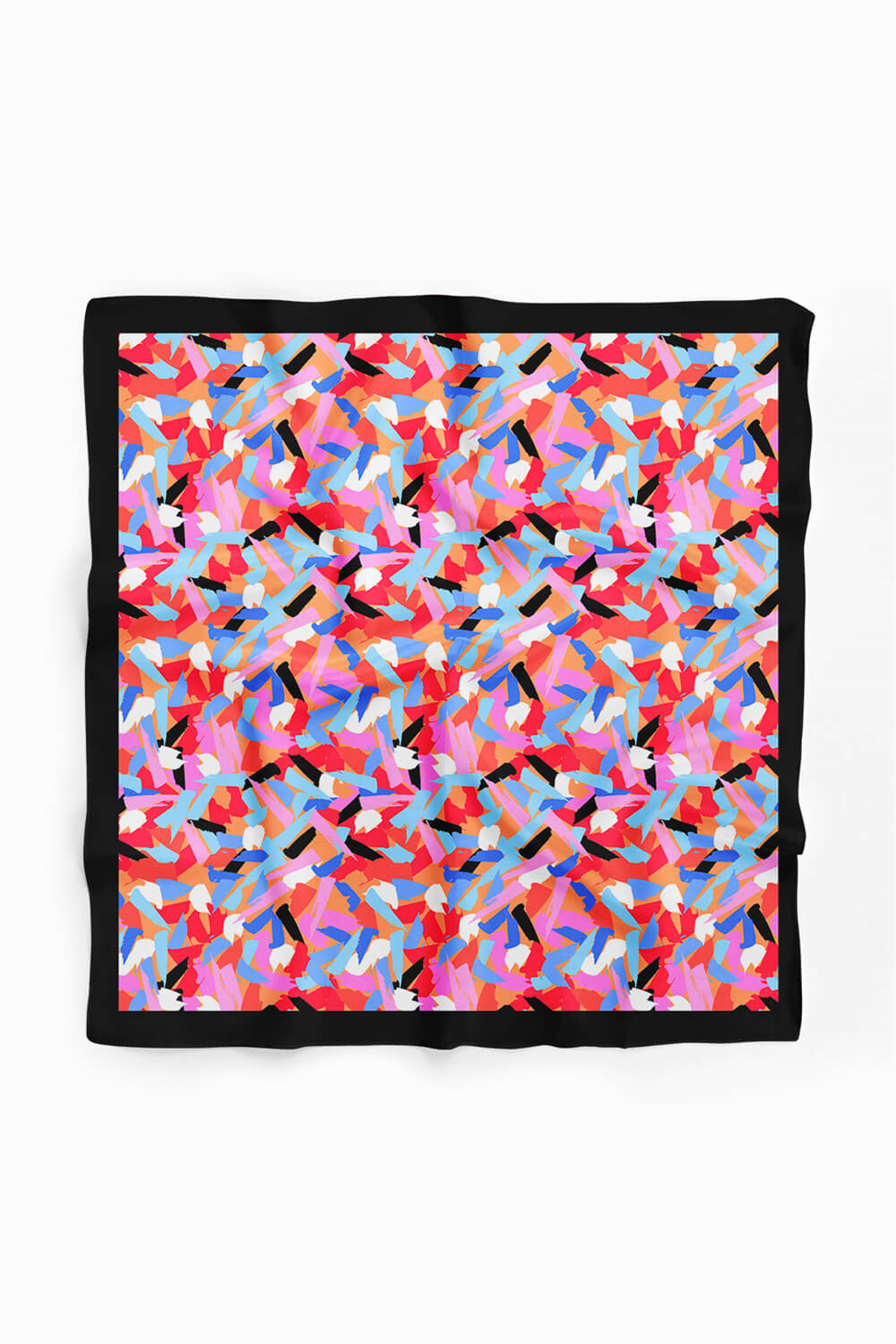 B39 Kadın Çok Renkli Fırça Efekli Desenli 50x50 Bandana HYL DG0758-22