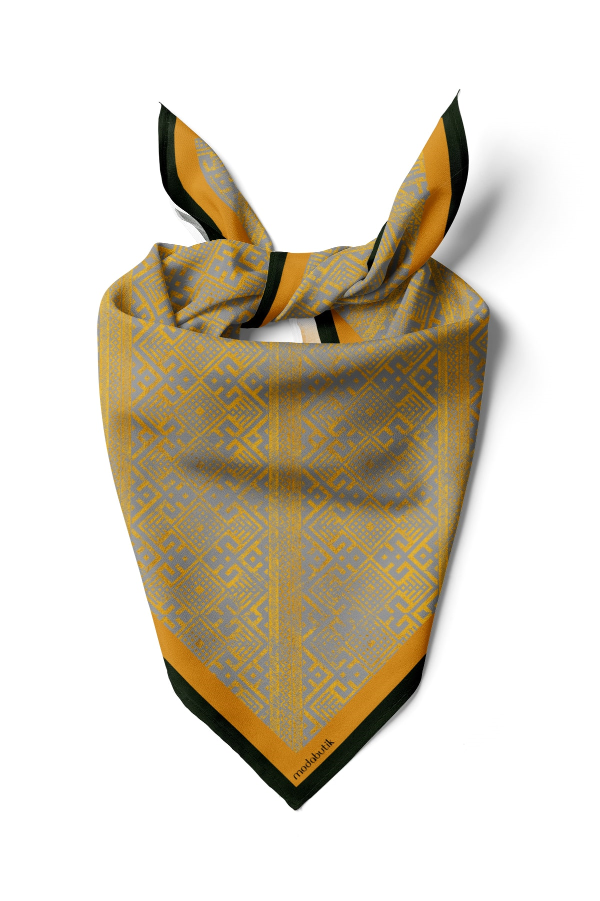 G53 Kadın Turuncu Geometrik Desenli 50x50 Bandana DG01645-2