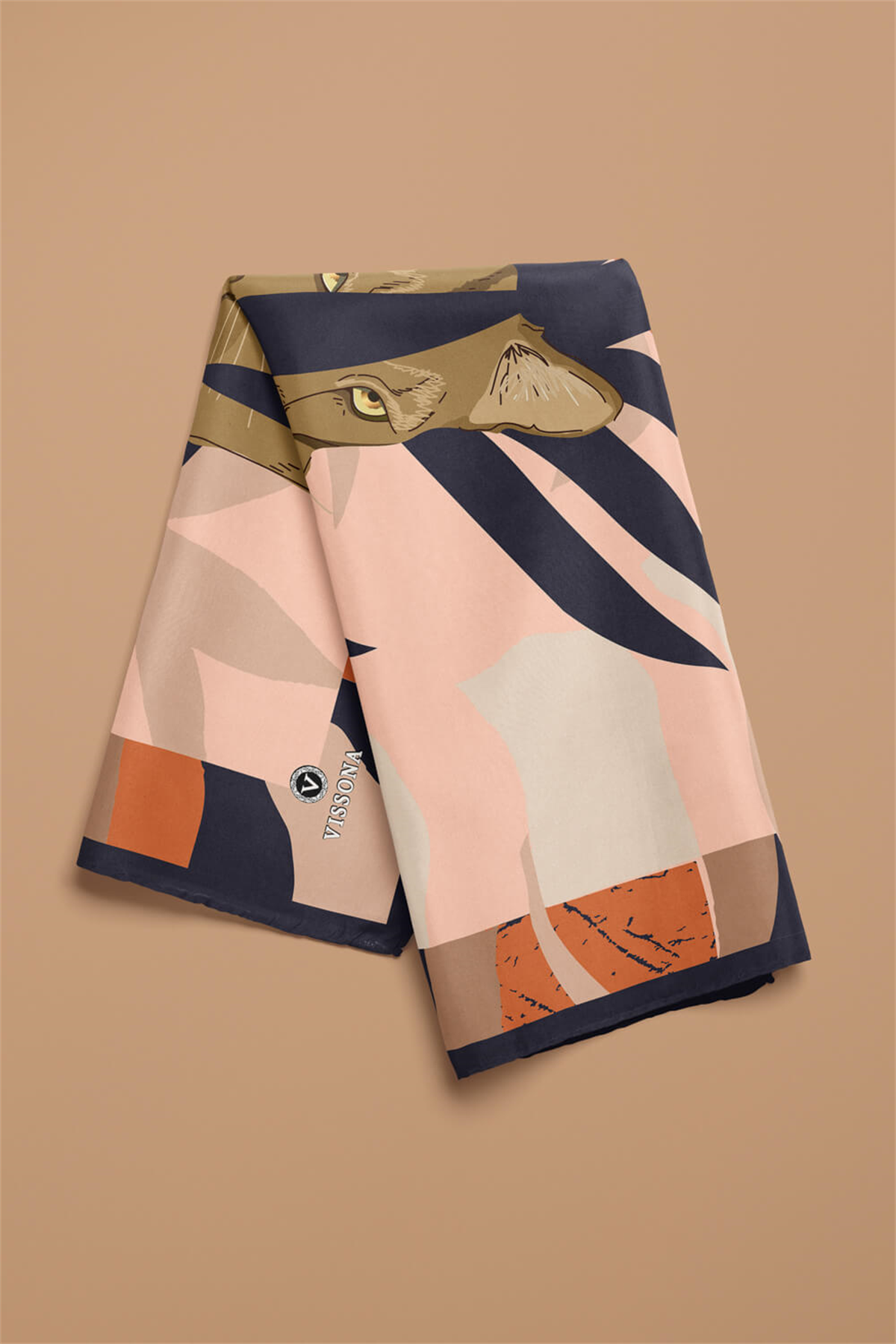 Saten İpek Kaplan Desenli Kadın Bandana