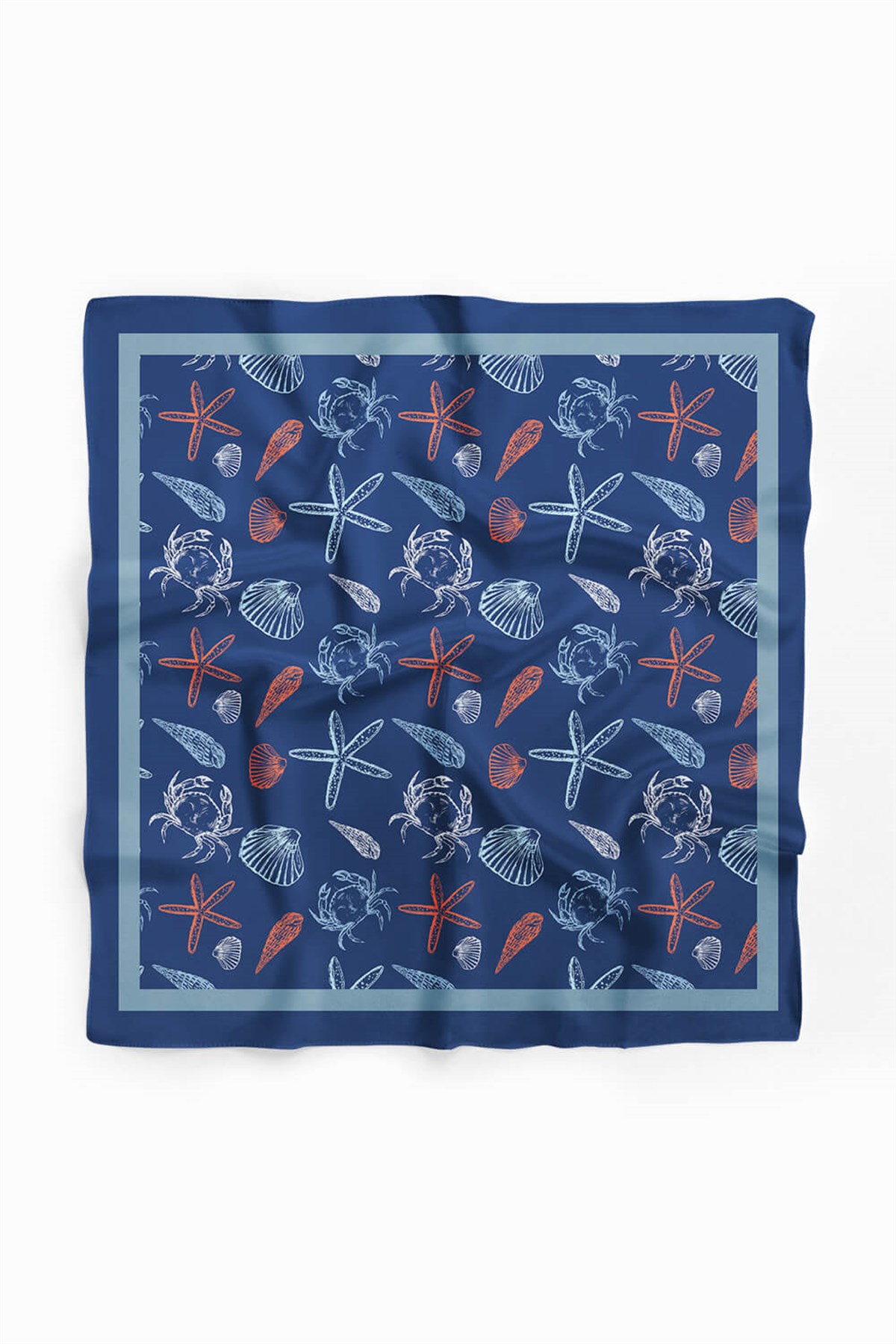 Kadın Lacivert Shell Desenli 50x50 Bandana