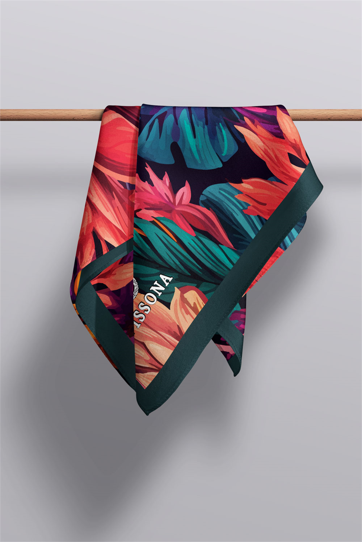 I77 SATEN İPEK ÇİÇEK DESENLİ KADIN FULAR