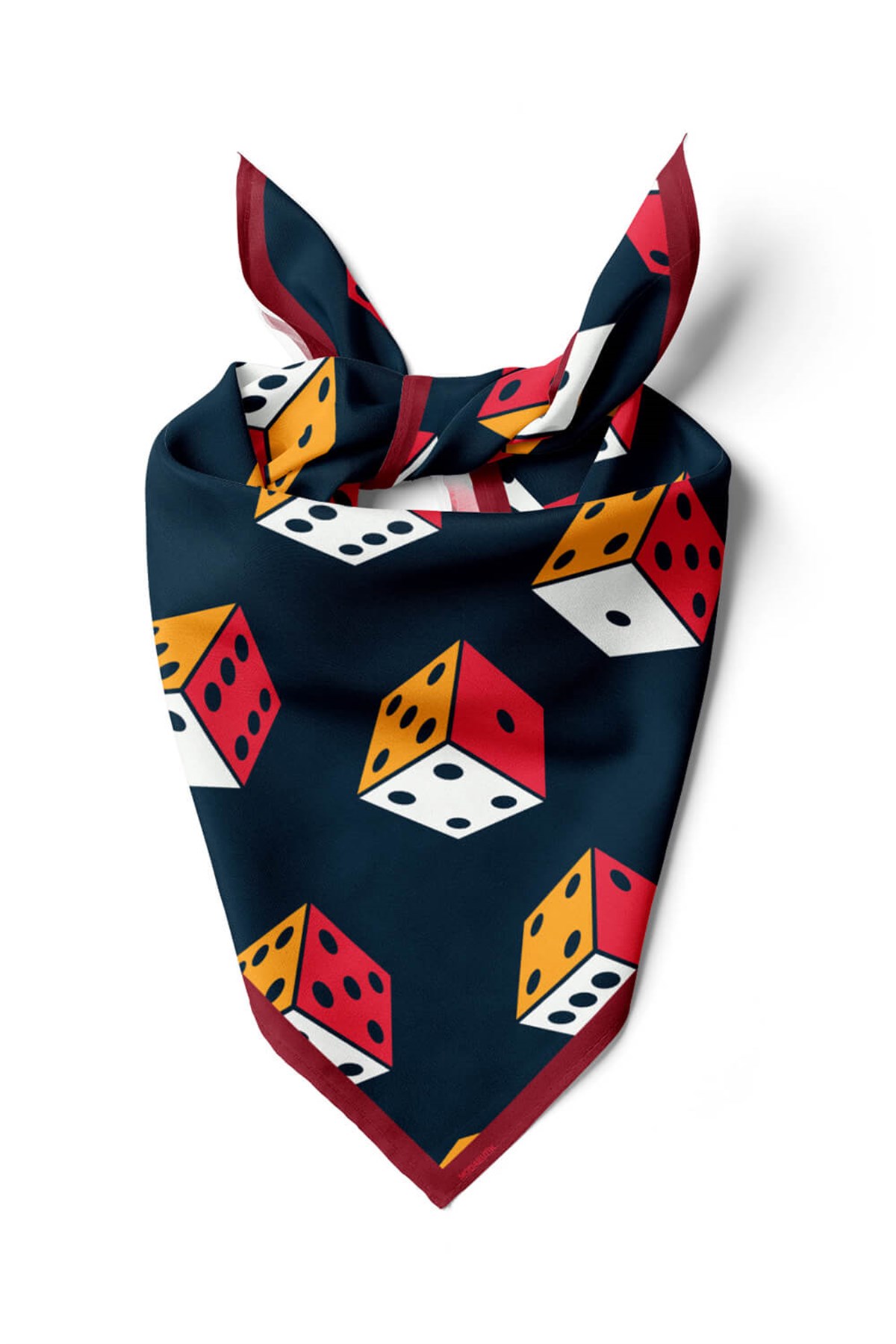 Violla V22 Kadın Zar Desenli Bandana 50x50 Siyah Turuncu Sarı DG0439-22