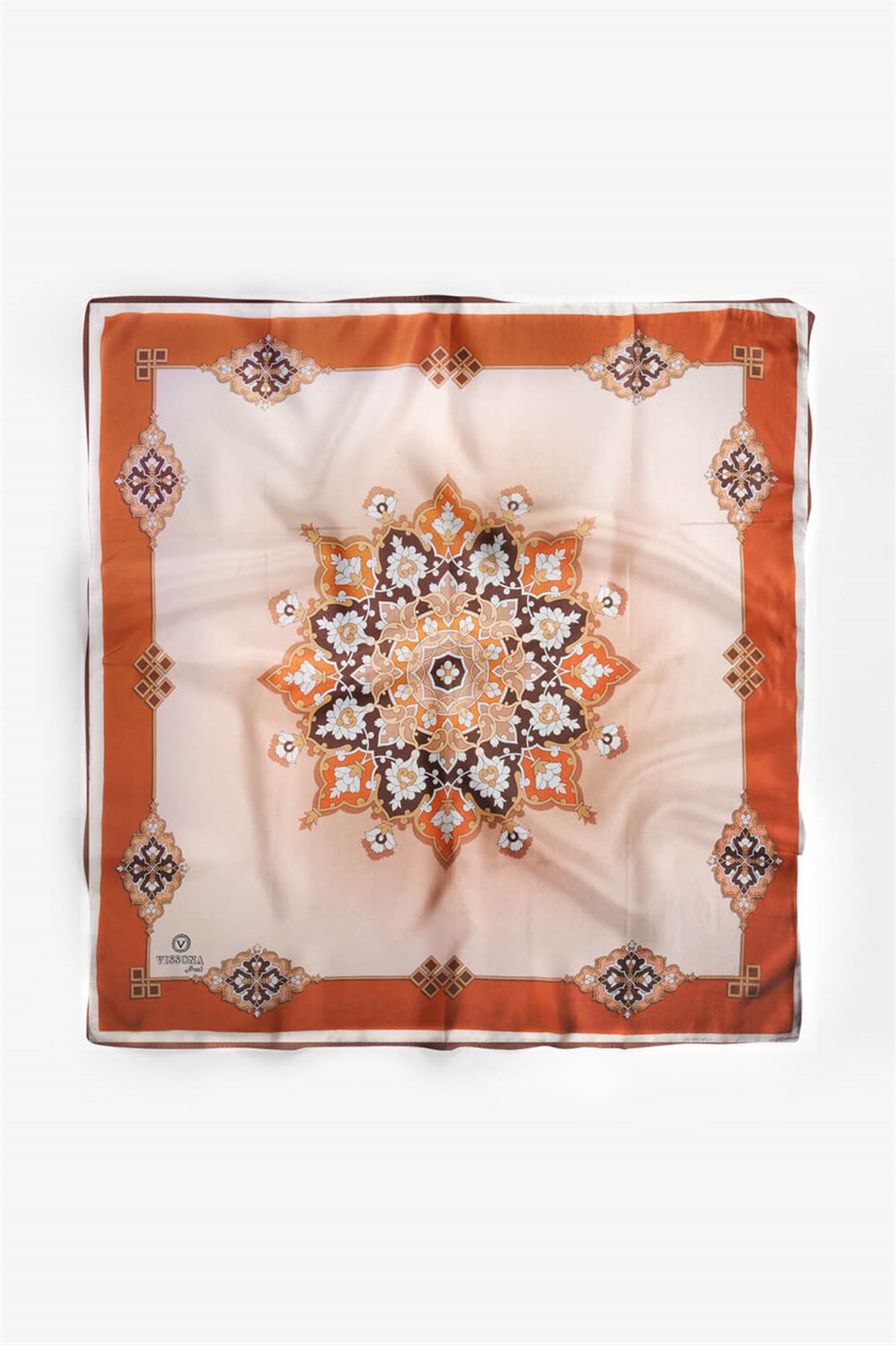 %100 İpek Kadın Desenli Bandana 80x80