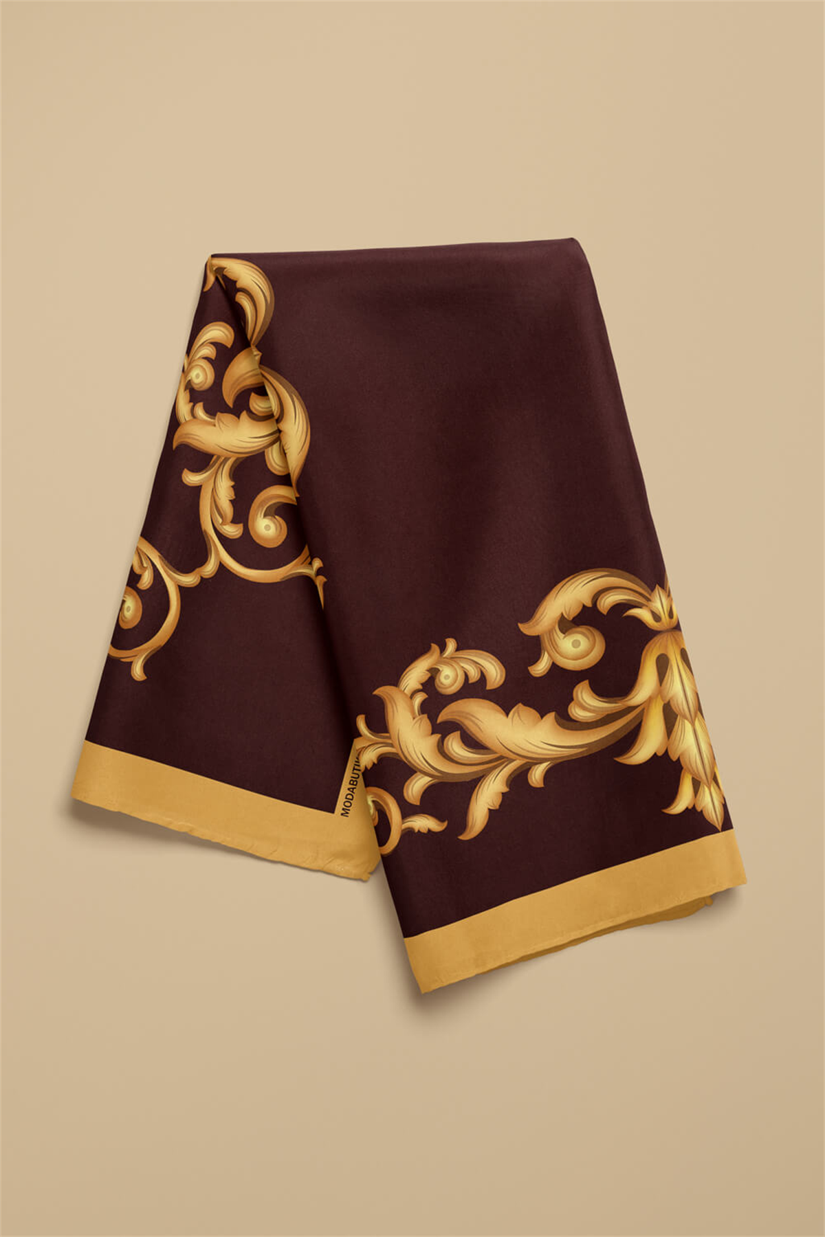 C81 Kadın Kırmızı Sarı Sultan Desenli 50x50 Bandana HYL DG0822-22