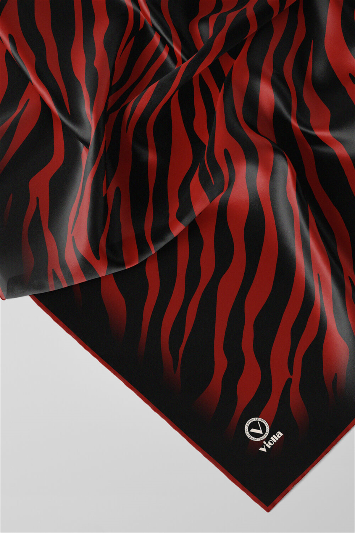 Twill Zebra Desenli Bordo Renkli 90x90 Eşarp (İpek İçermez) Dikim Şekli : El Dikişi