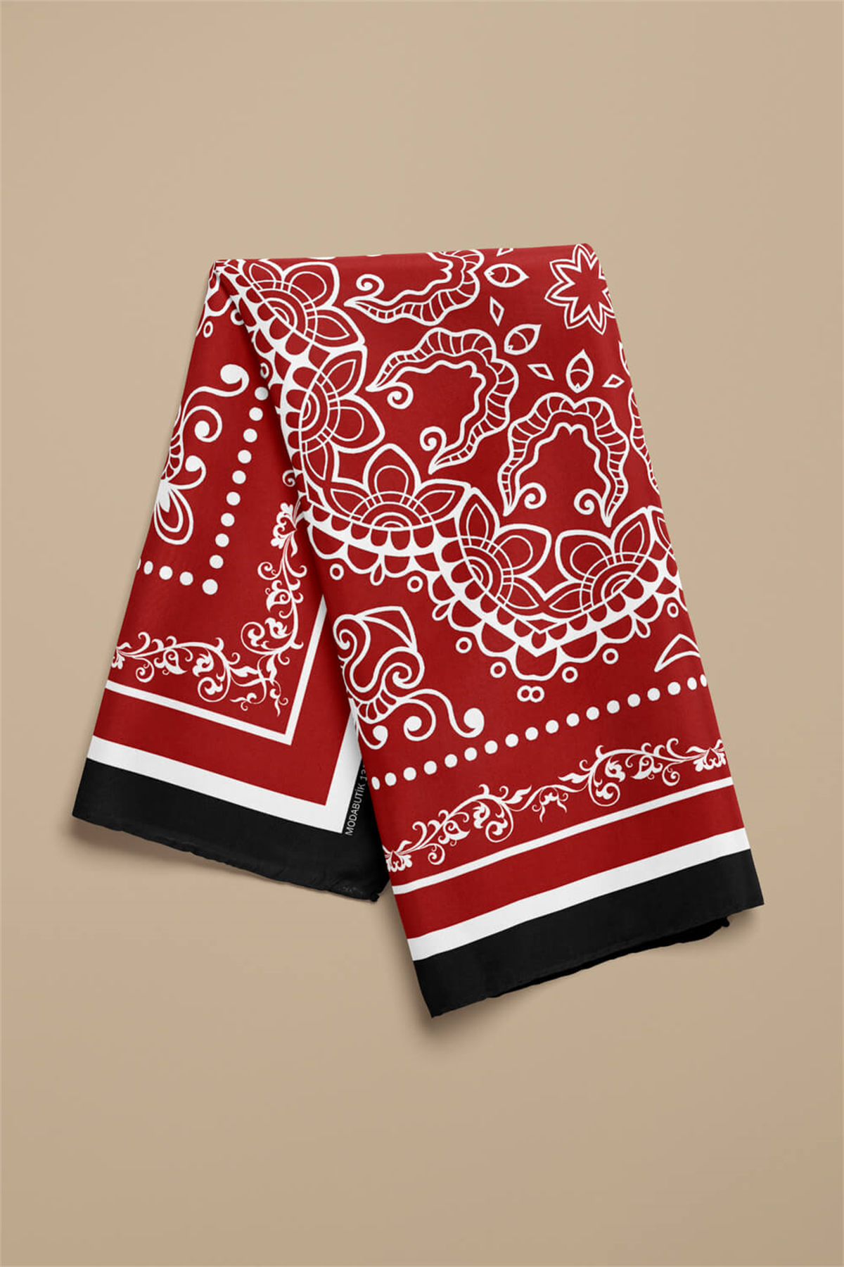 Kadın Kırmızı Şal Desenli 50x50 Bandana HYL DG01362-22