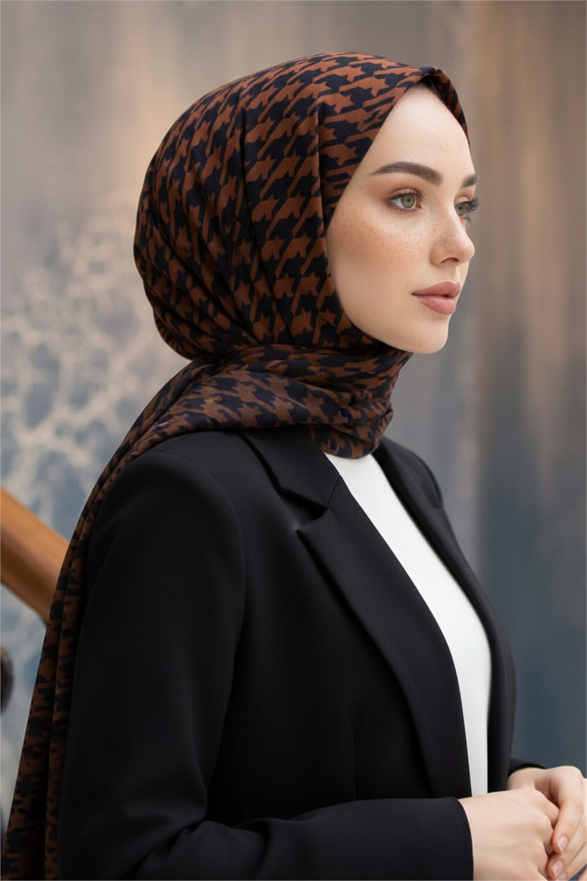 KREP KAZAYAĞI DESENLİ TABA RENKLİ 75X195 KIRIŞMAZ ŞAL