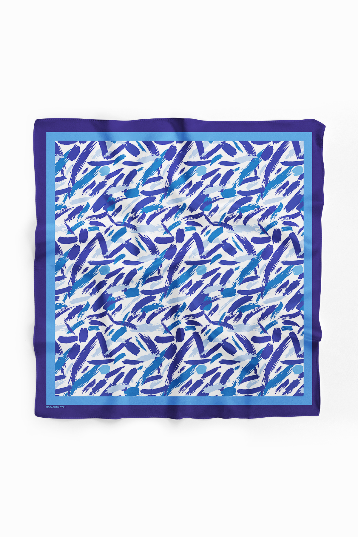 F27 Kadın Mavi Yağlı Boya Desenli 50x50 Bandana HYL DG0741-22