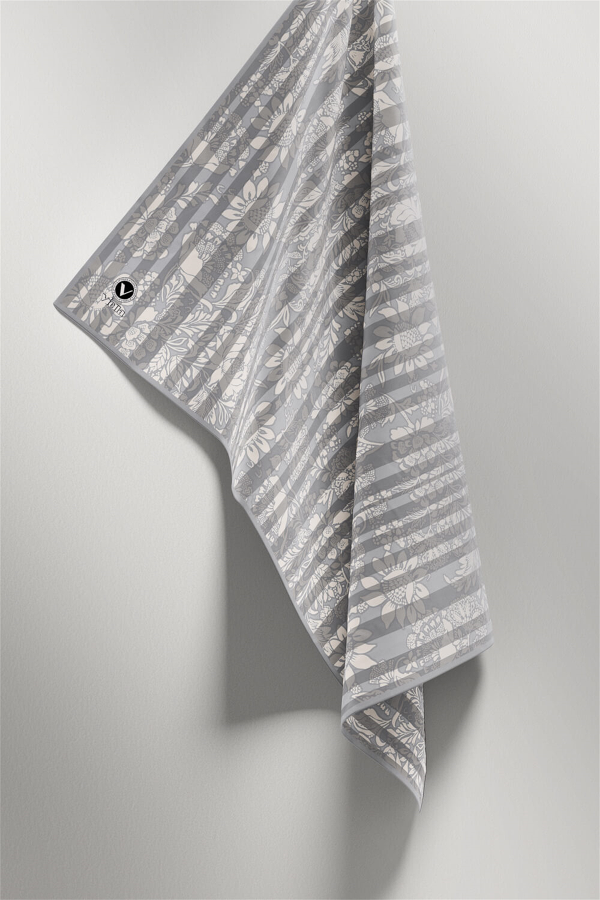 Twill Batik Şal Desenli Gri Renkli 90x90 Eşarp (İpek İçermez) Kenar Dikiş Şekli El Dikişli