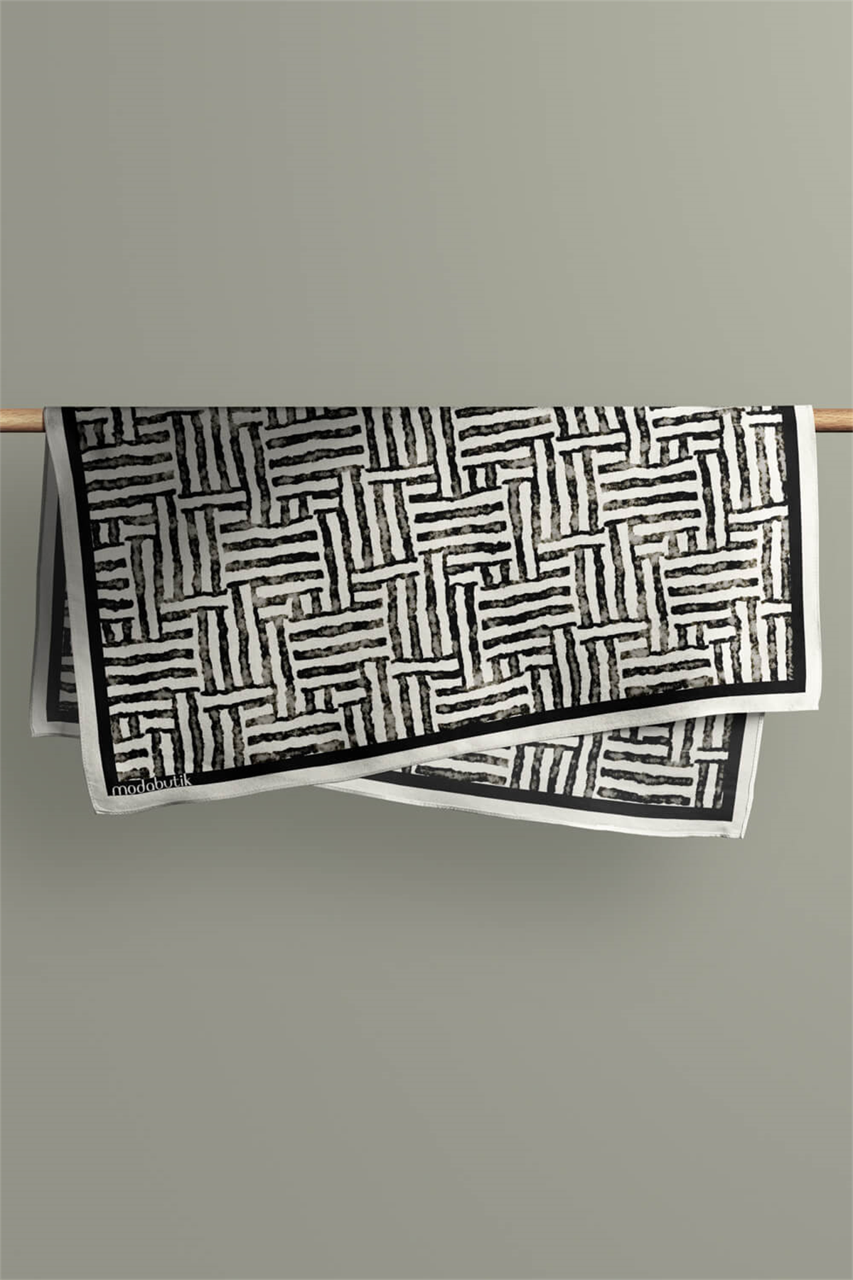 F40 Modabutik Siyah Beyaz Desenli Bandana