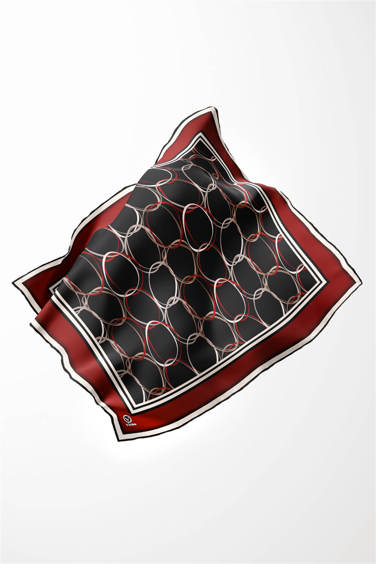 Twill Halka Desenli Bordo Renkli 90x90 Eşarp (İpek İçermez) Kenar Dikiş Şekli El Dikişli