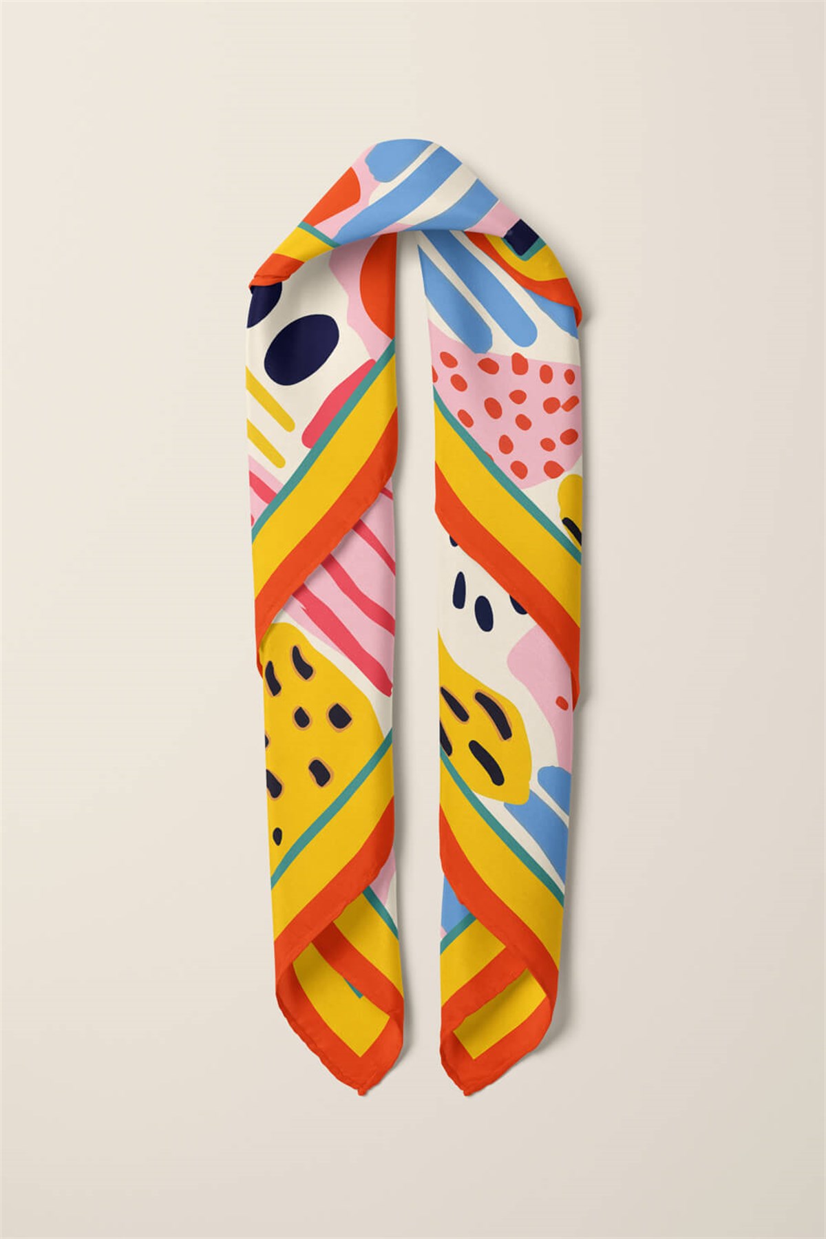 Vissona Geometrik Desenli İpek Bandana