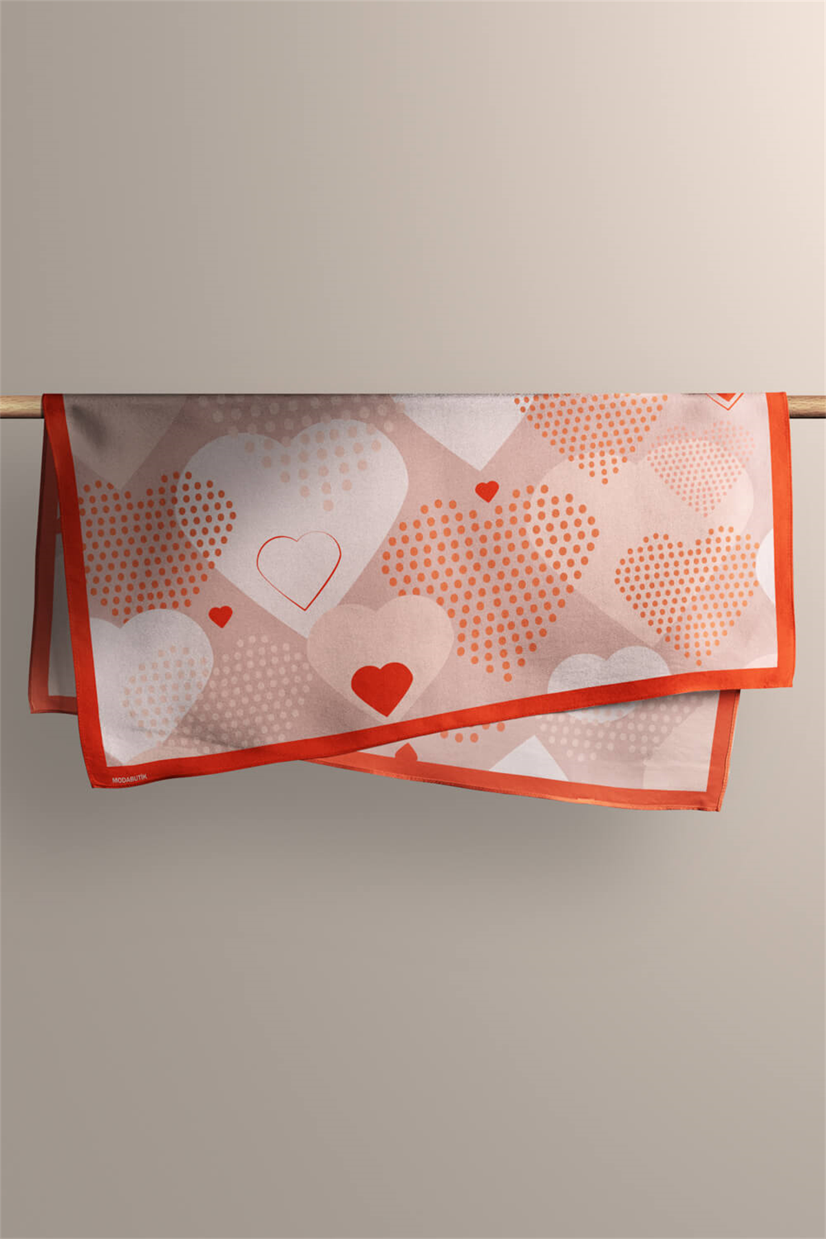 Z20 Kadın Kalp Desenli Bandana 50x50 Pembe DG0266-22