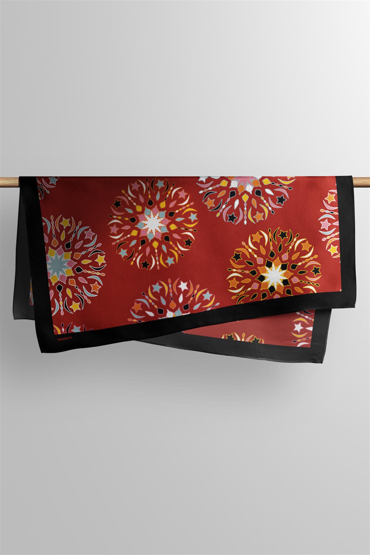 Violla Y20 Kadın Çiçek Desenli Bandana 50x50 Kırmızı DG0403-22