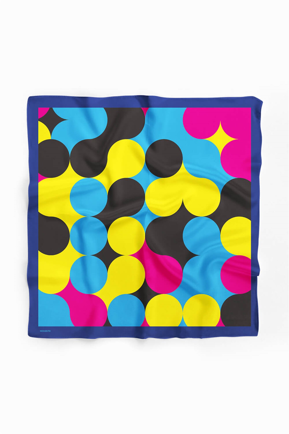 Violla E30 Kadın Egzotik Desenli Bandana 50x50 Mavi Sarı DG0334-22