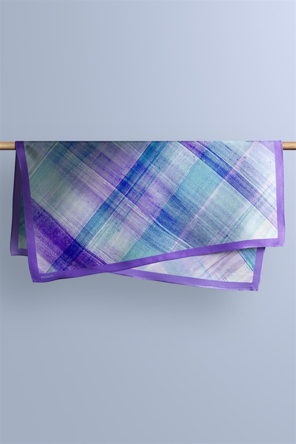 Violla D47 Kadın Egzotik Desenli Bandana 50x50 Mavi DG0279-22