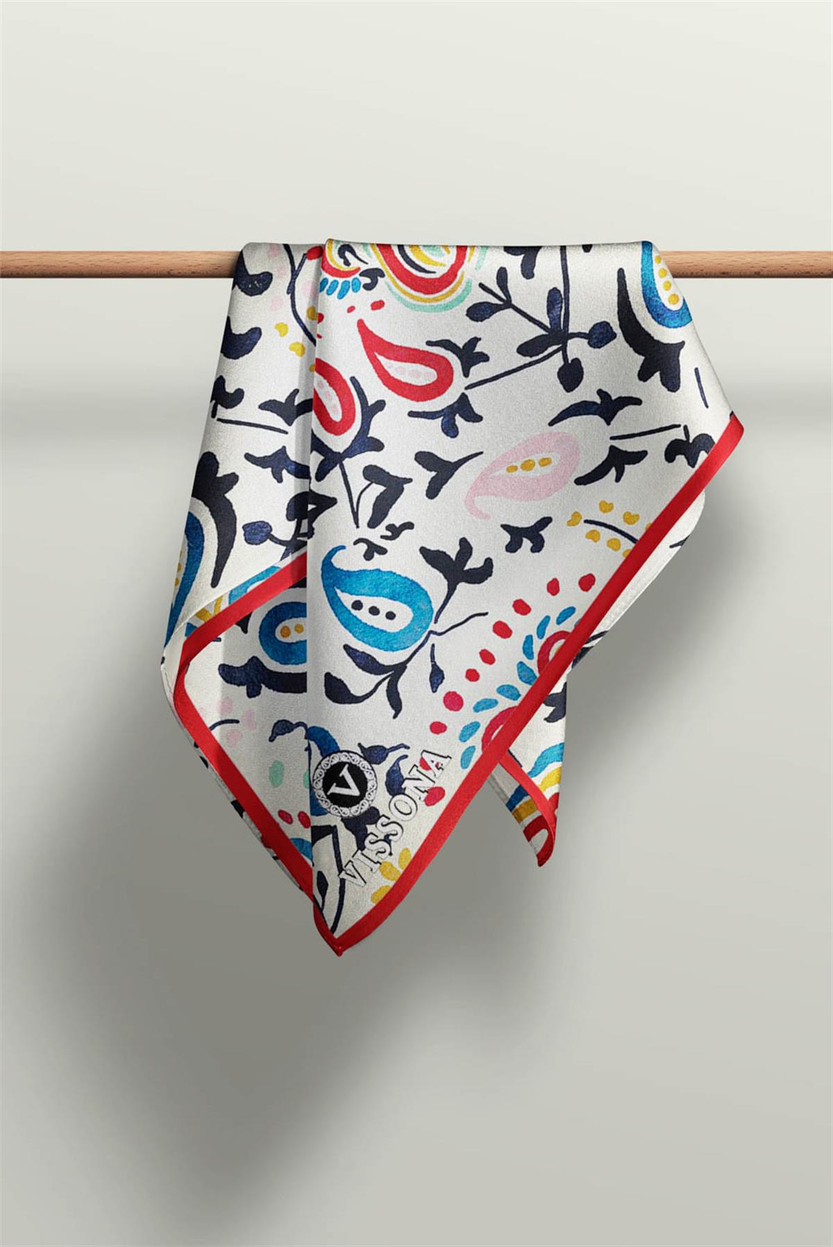 Vissona Geometrik Desenli İpek Fular