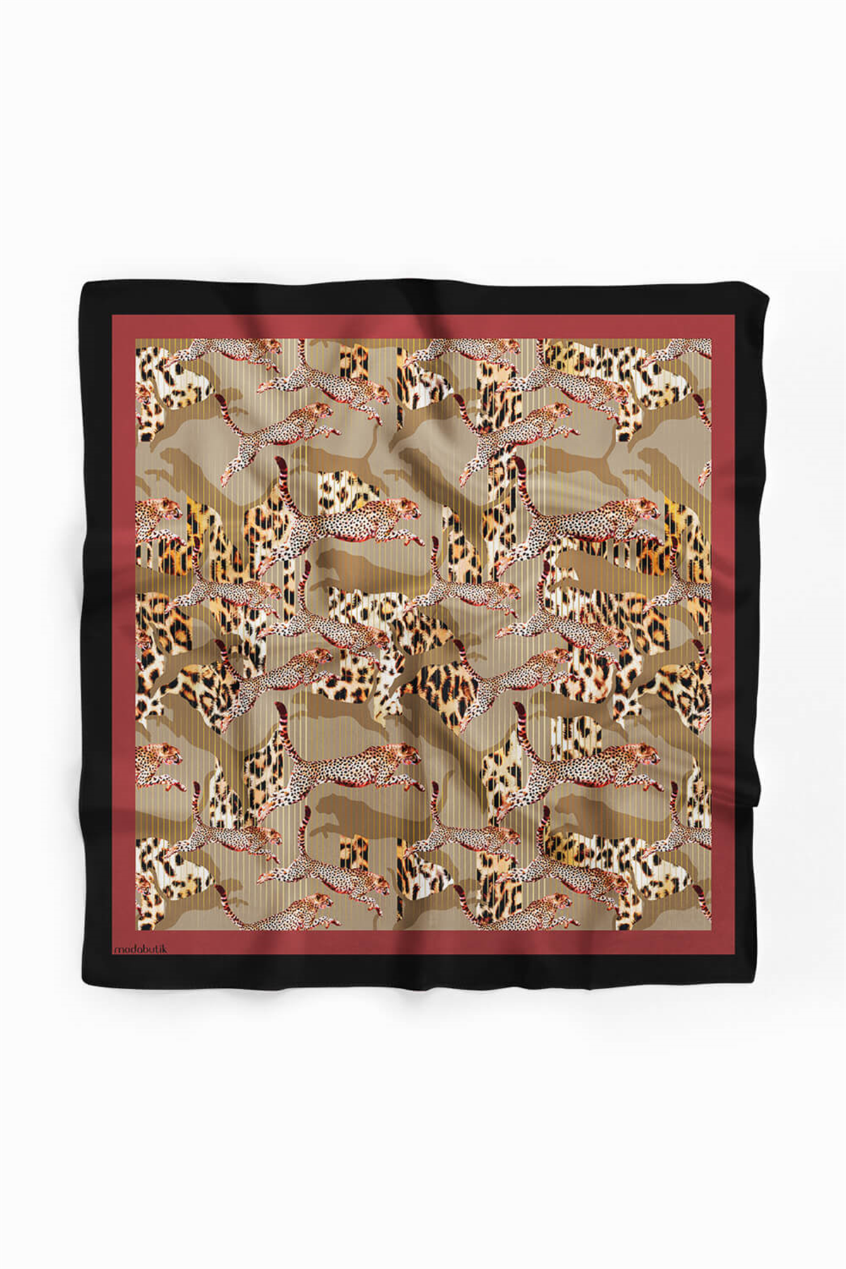 E53 Kadın Kahve Vizon Animal Desenli 50x50 Bandana