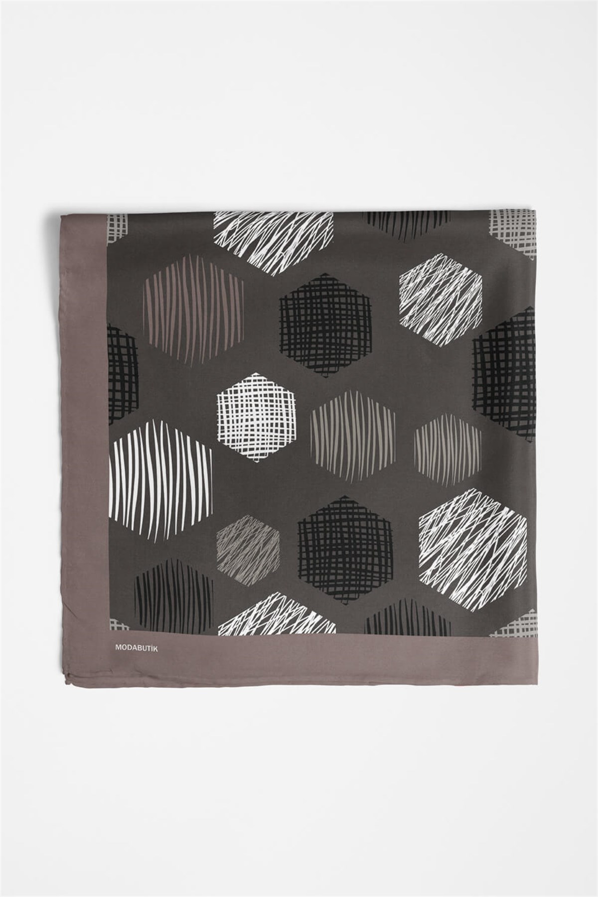 Violla Y30 Kadın Petek Desenli Bandana 50x50 Siyah Beyaz DG0389-22
