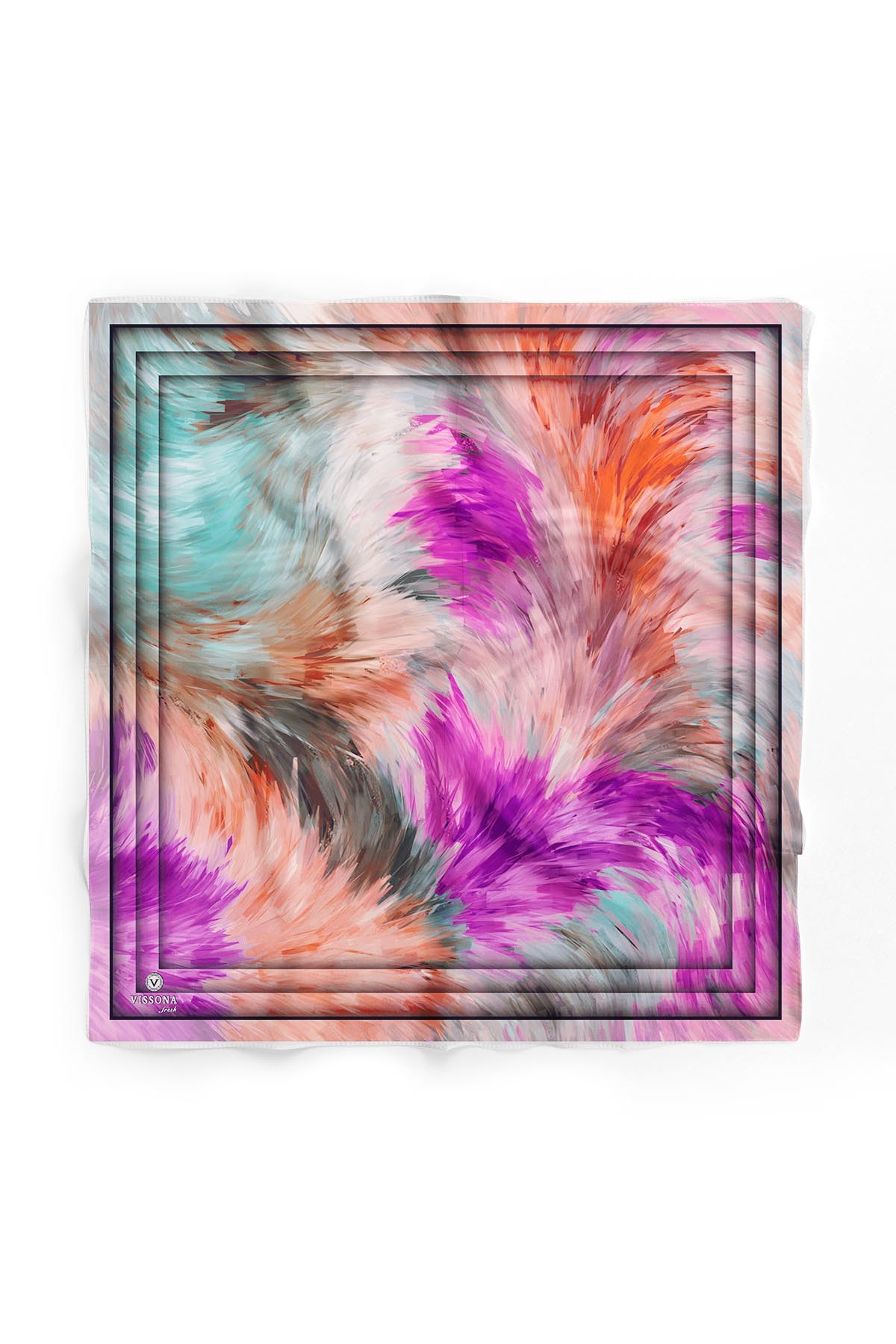 %100 İpek Kadın Desenli Bandana 80x80