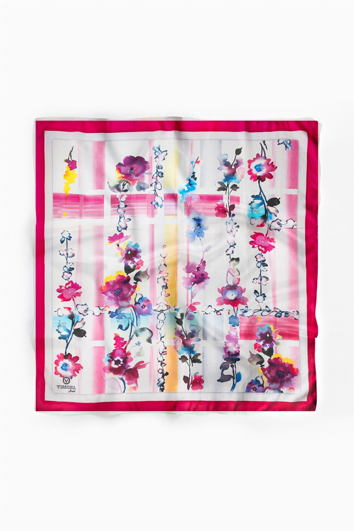 %100 İpek Kadın Desenli Bandana 80x80