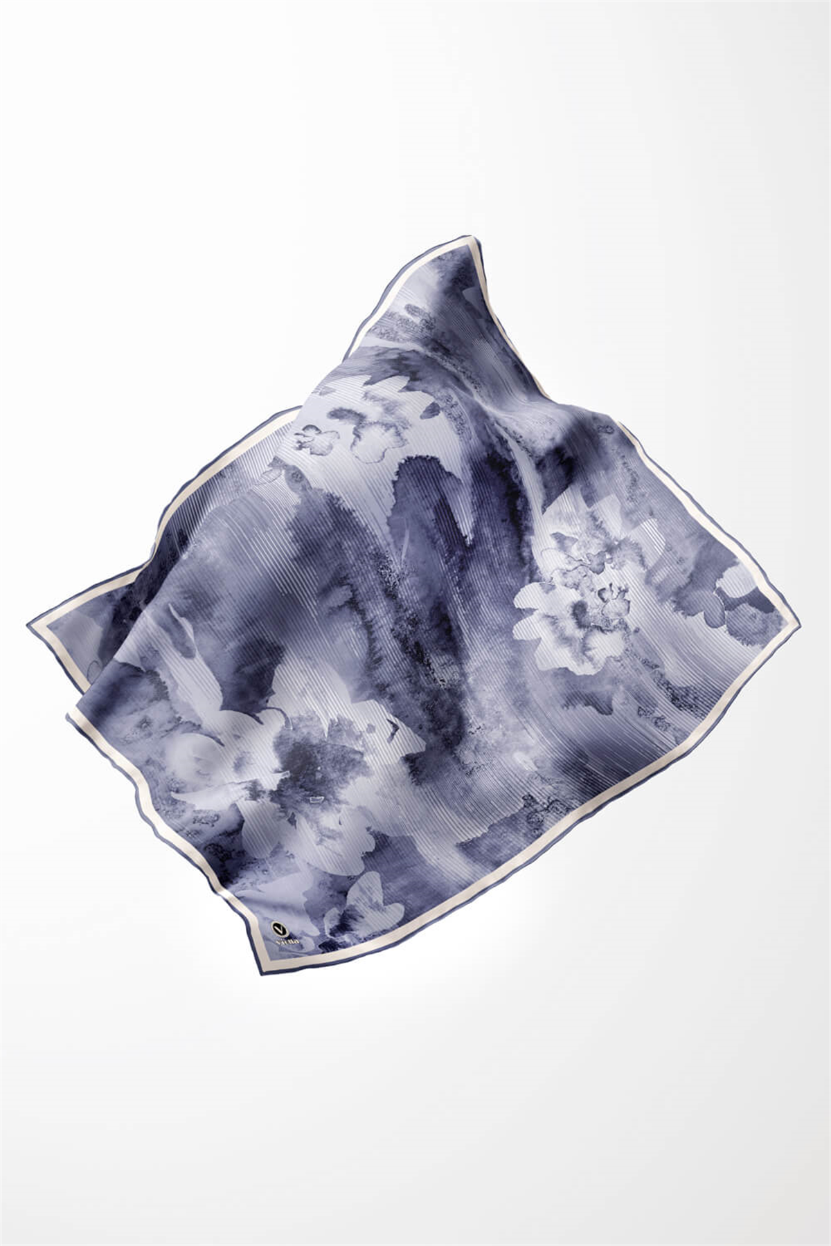 Twill Batik Desenli Bebe Mavisi Renkli 90x90 Eşarp (İpek İçermez) Dikim Şekli : El Dikişi
