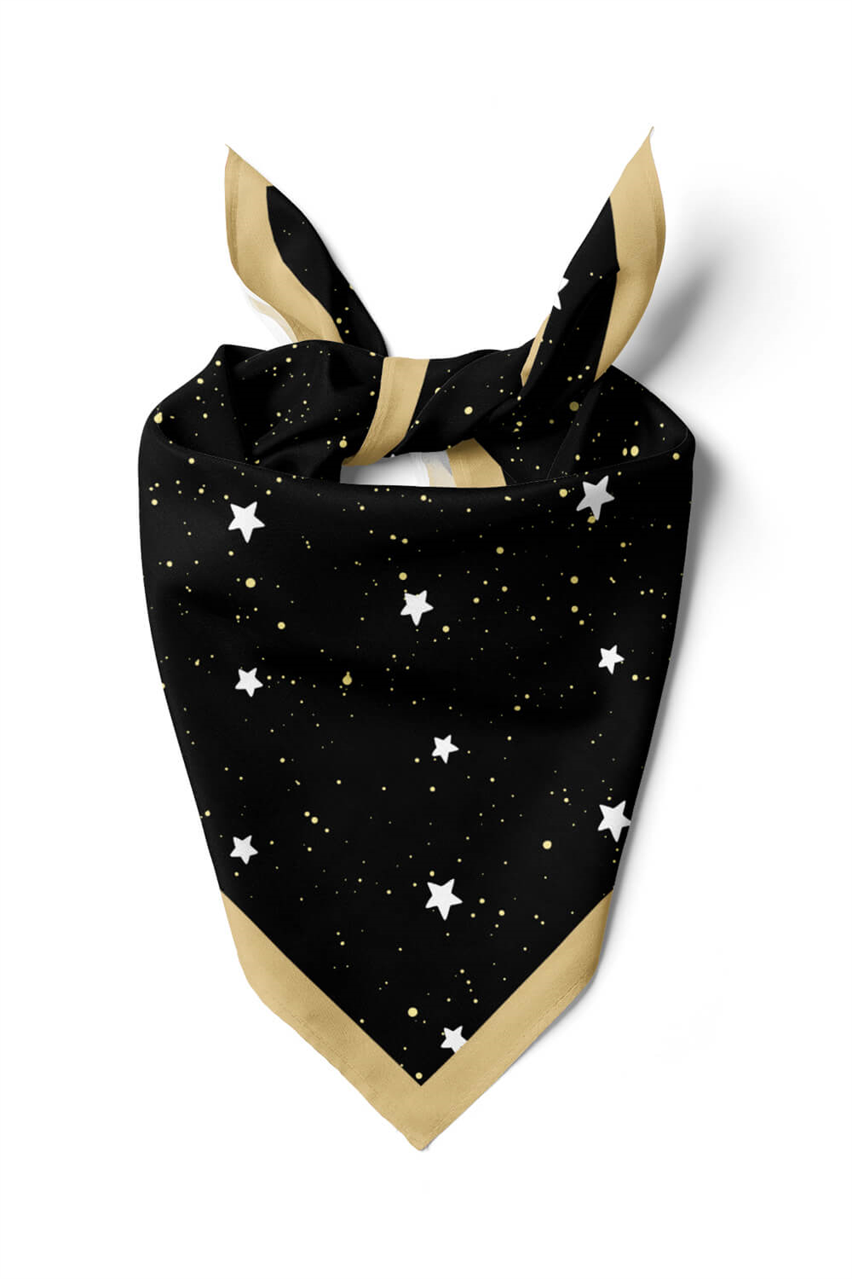 B41 Kadın Yıldız Desenli Bandana 50x50 Siyah DG0341-22 Snz