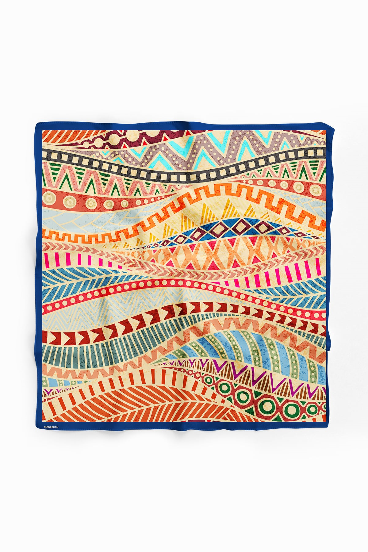 Kadın Zigzag Desenli Bandana 50x50 Sarı Turuncu DG0491-22 Snz