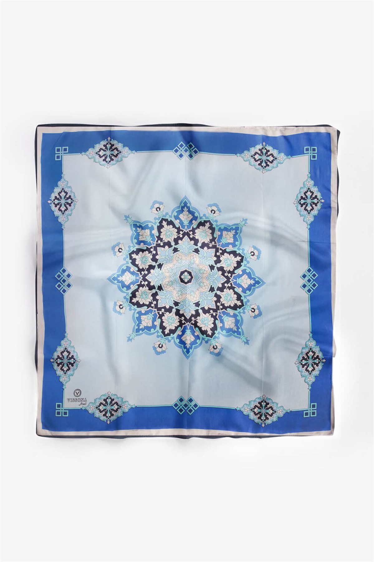 %100 İpek Kadın Desenli Bandana 80x80