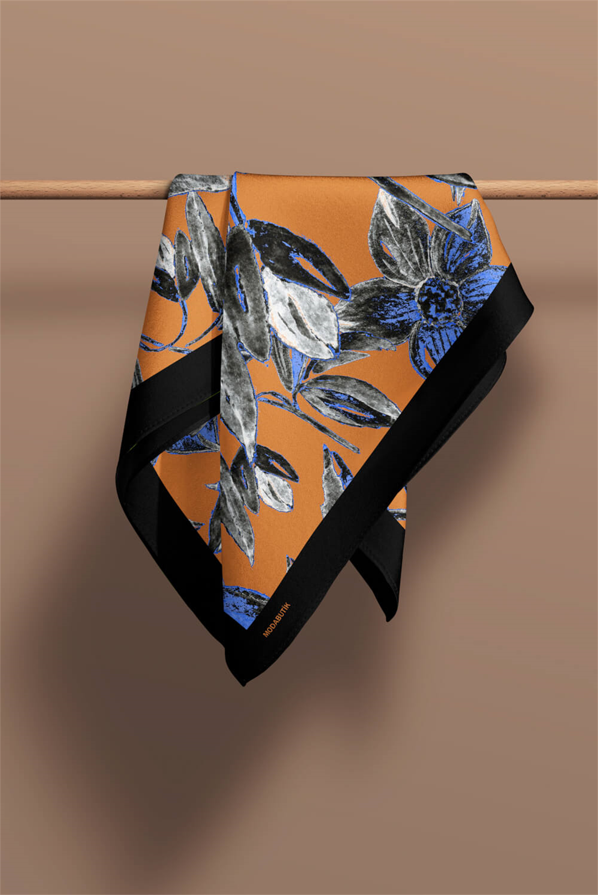 Y83 Kadın Çiçek Desenli Bandana 50x50 Mavi DG0466-22