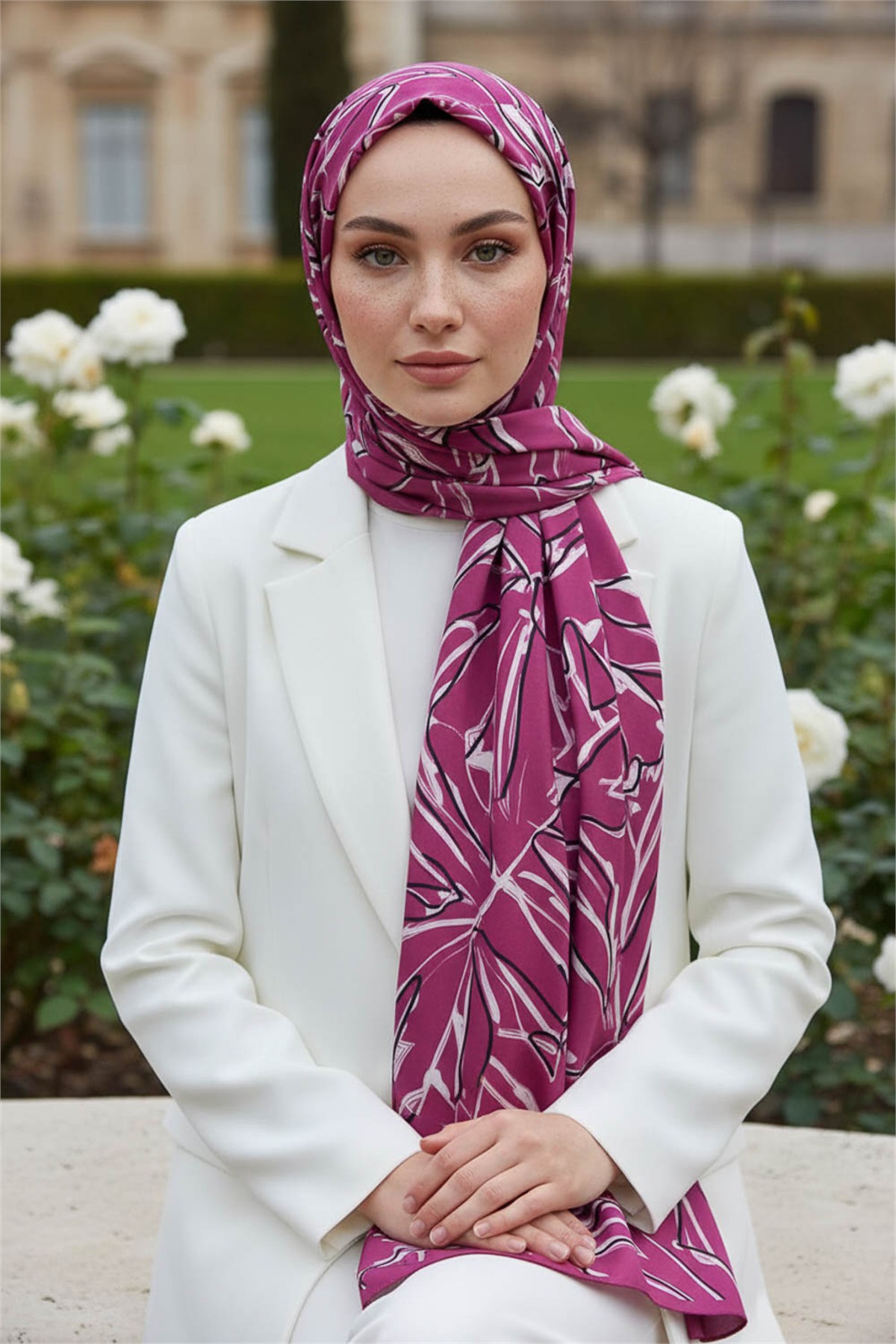 KREP YAPRAK DESENLİ ŞARABİ RENKLİ 75X195 KIRIŞMAZ ŞAL