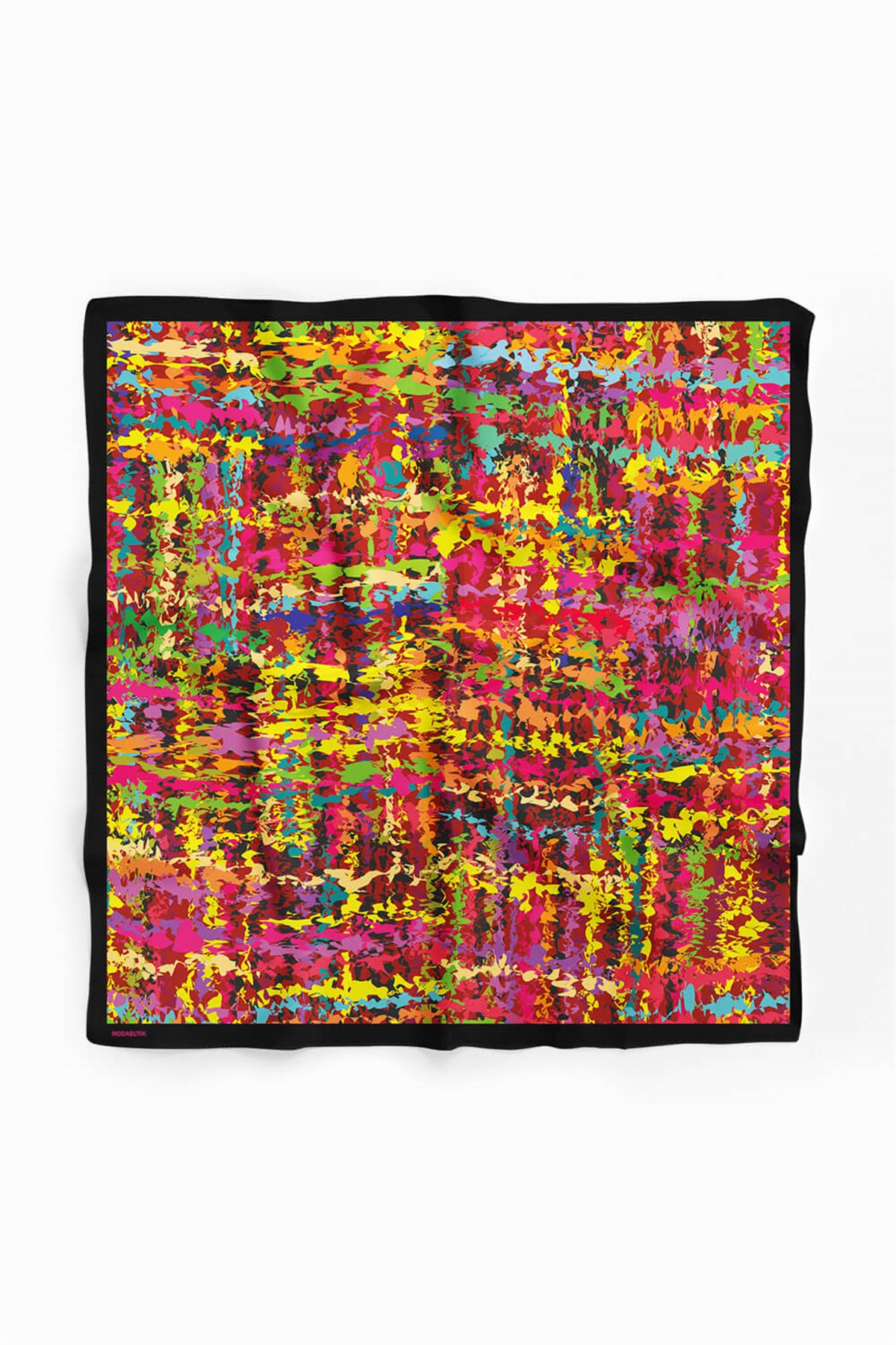 Violla C71 Kadın Yağlı Boya Desenli Bandana 50x50 Pembe Yeşil DG0256-22