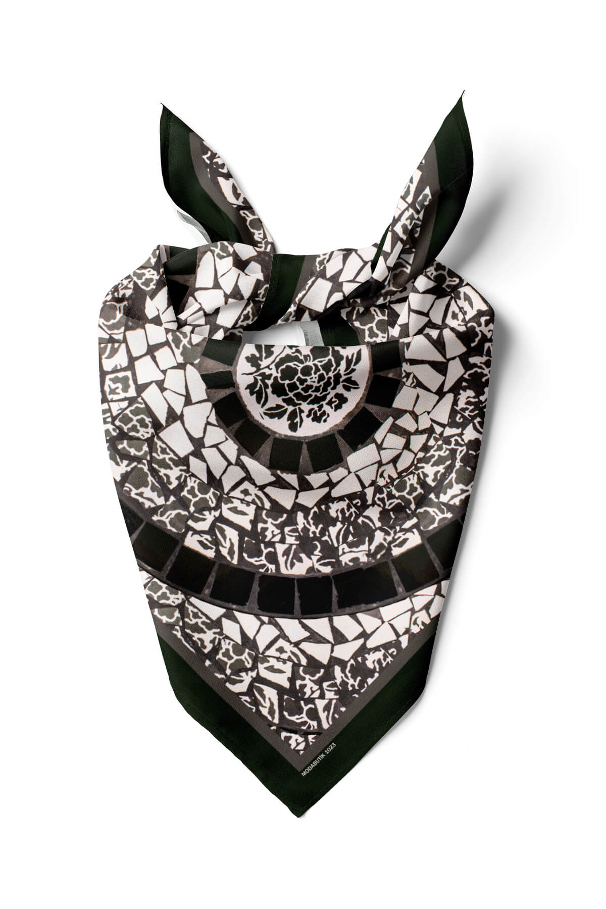 Y84 Kadın Kahverengi Sarmal Desenli 50x50 Bandana DG01023-22