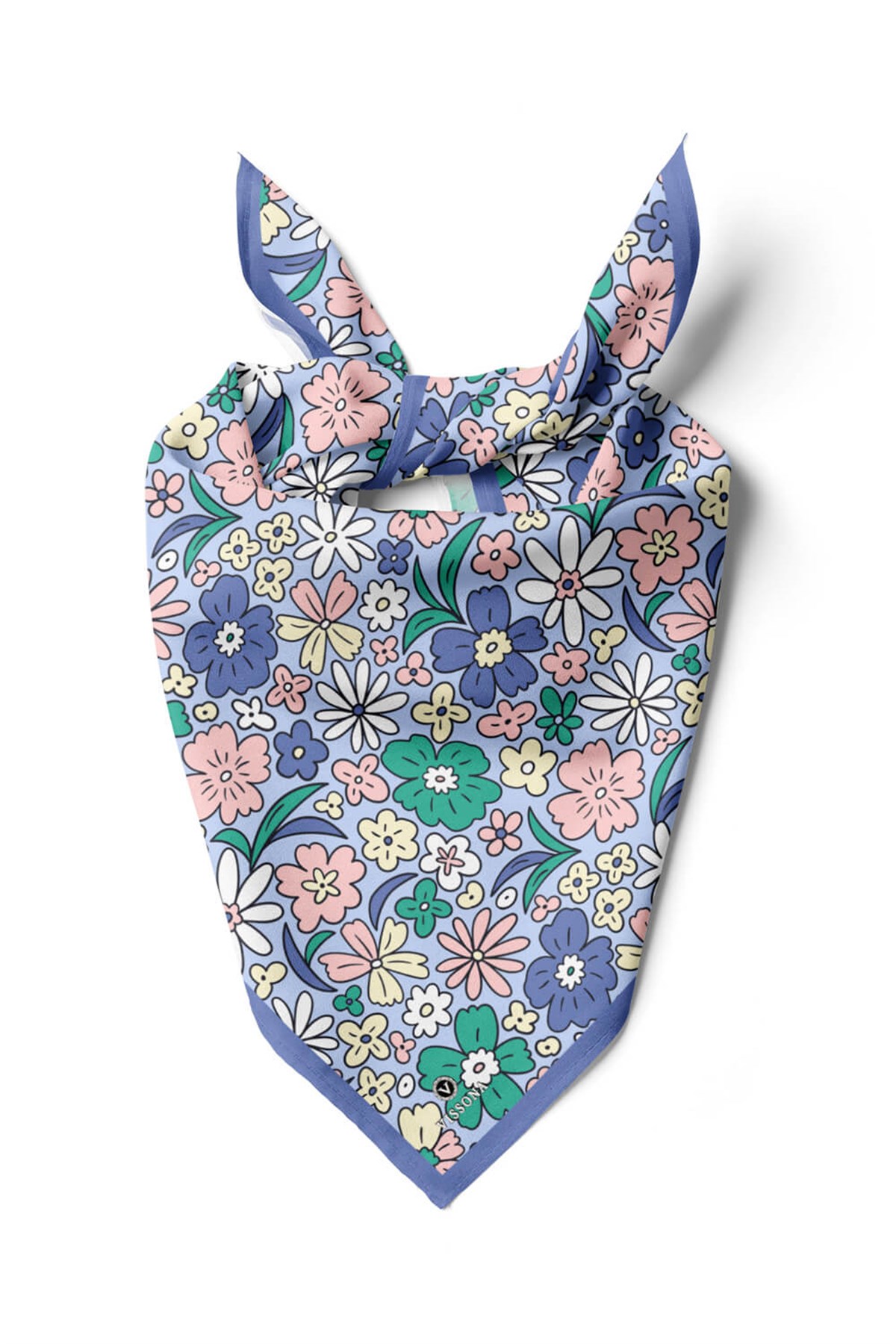 %100 İpek Çiçek Desenli Kadın Bandana