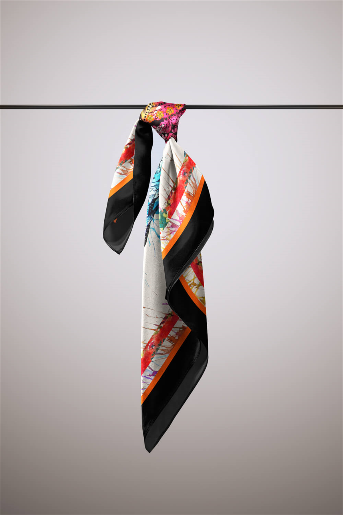 V8 Kadın Fil Desenli Bandana 50x50 Kırmızı DG0208-22
