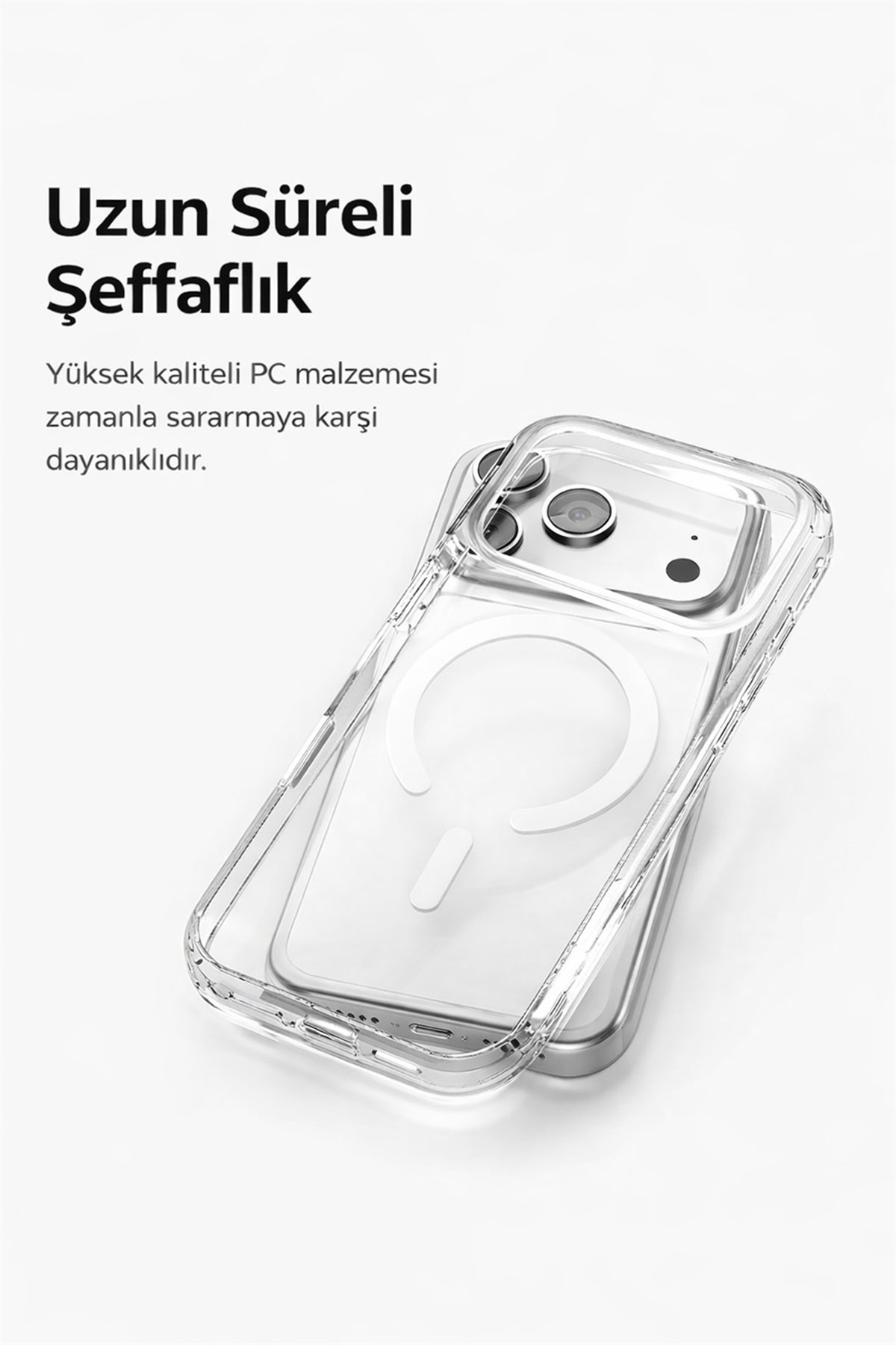 iPhone 17 Pro Uyumlu Kamera Korumalı Magsafe Wireless Şarj Özellikli Lüks Şeffaf Silikon Telefon Kılıfı