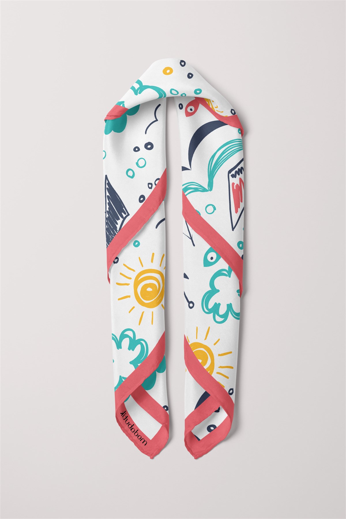 Violla G69 Kadın Kayık Desenli 50x50 Bandana HYL DG0787-22