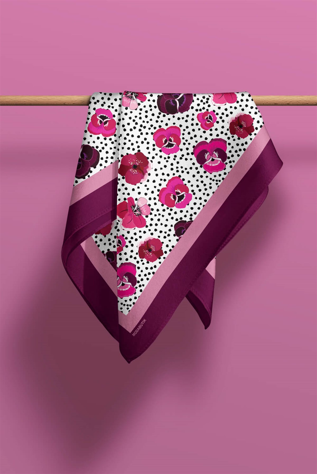 Violla D20 Kadın Menekşe Desenli 50x50 Bandana HYL DG0893-22
