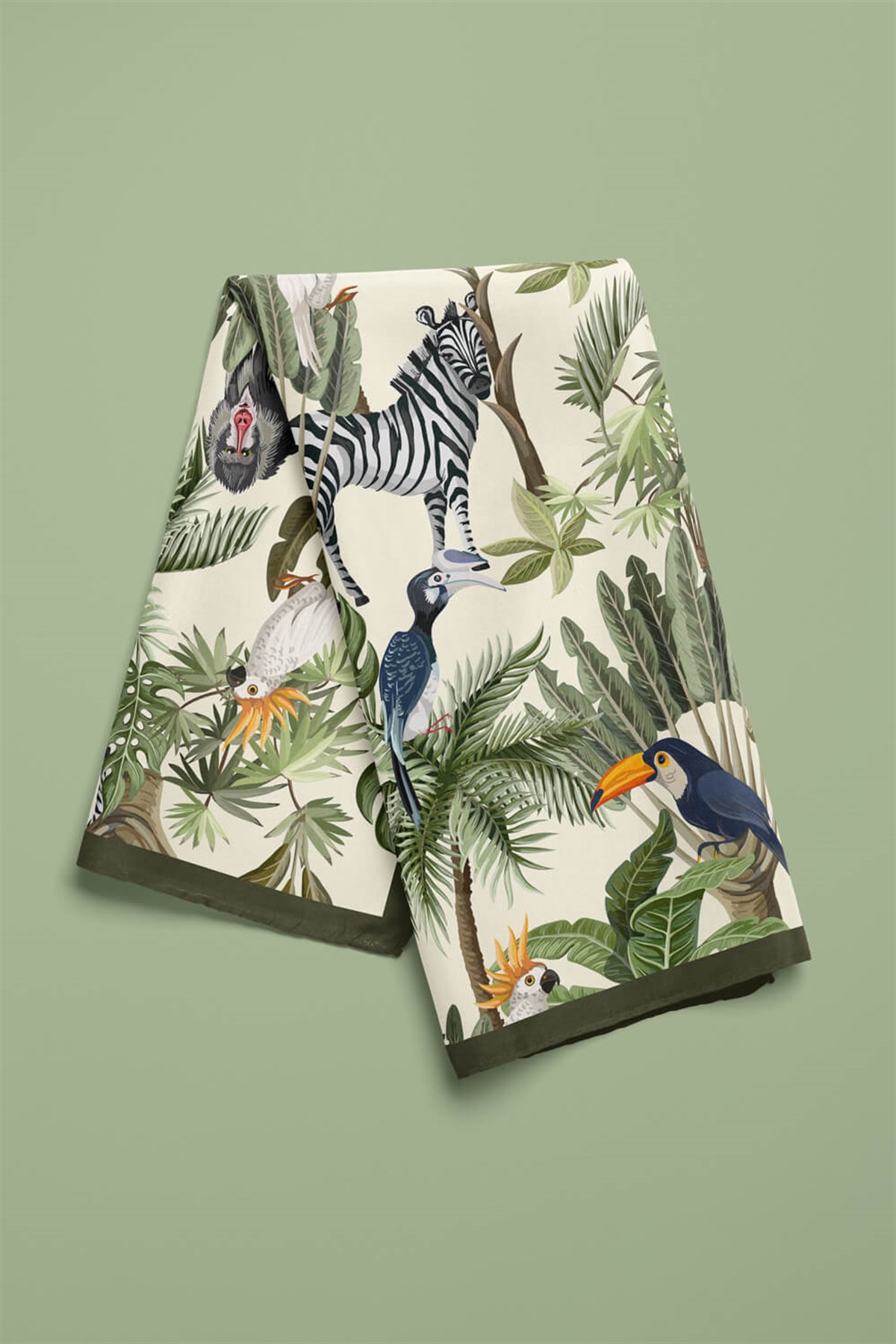 %100 İpek Safari Desenli Kadın Bandana