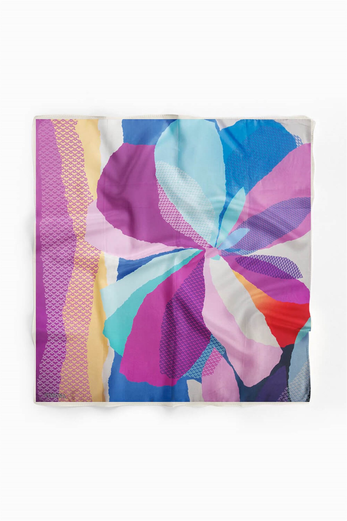 %100 İpek Kadın Desenli Bandana 80x80